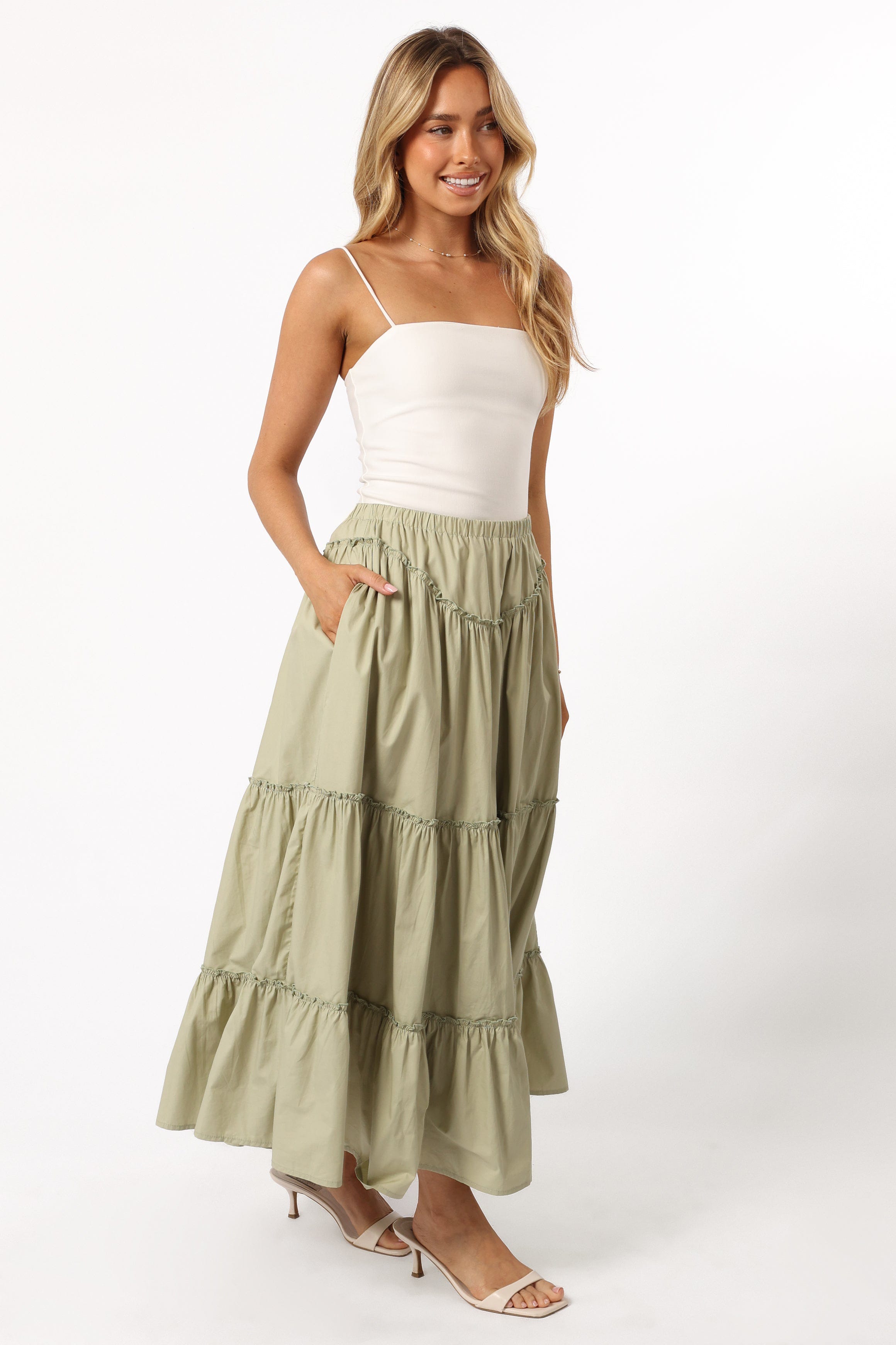 Petal and Pup USA BOTTOMS Somerset Midi Skirt - Pistachio