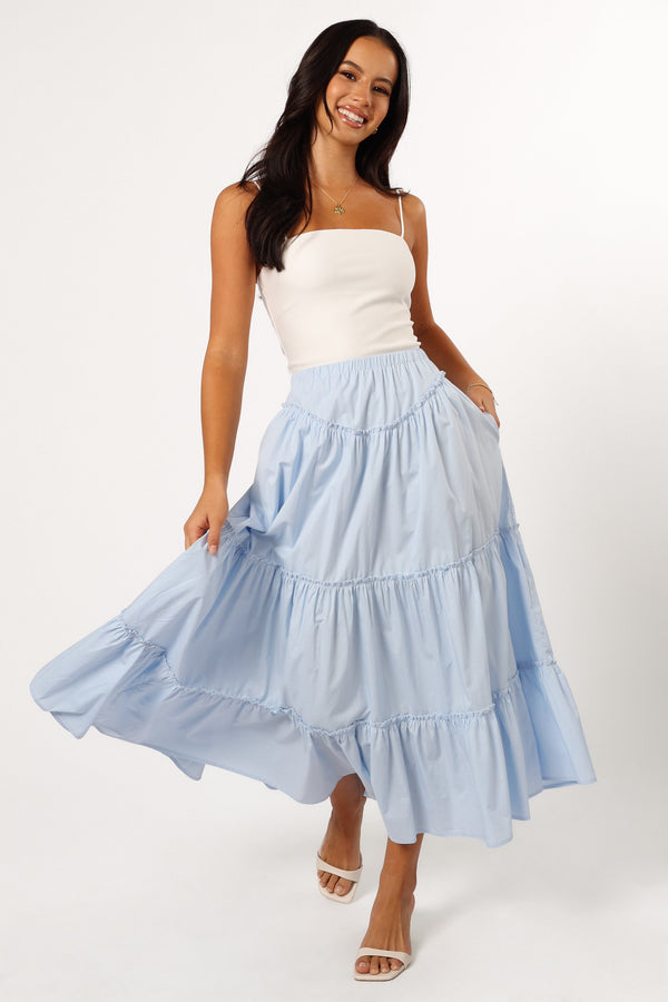 Petal and Pup USA BOTTOMS Somerset Midi Skirt - Sky