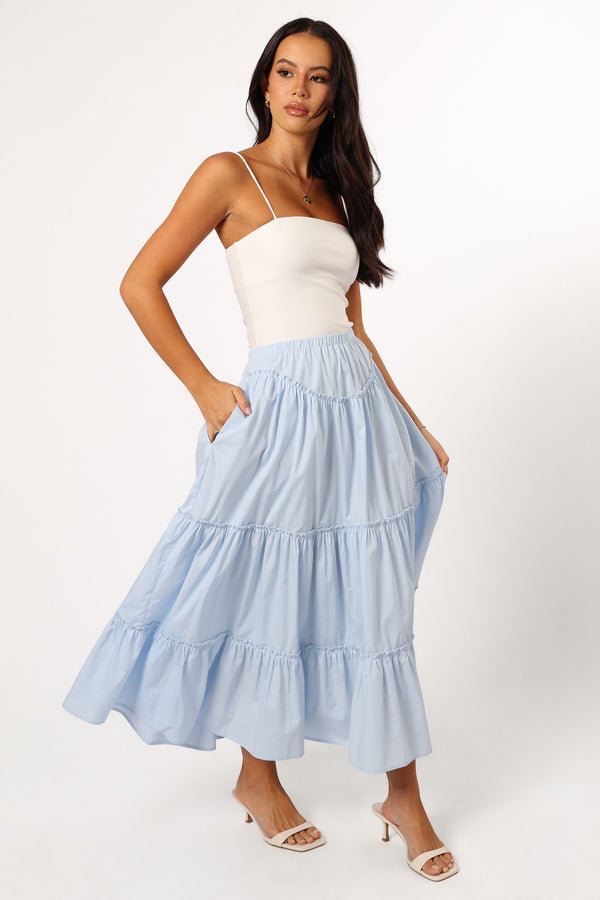 Petal and Pup USA BOTTOMS Somerset Midi Skirt - Sky