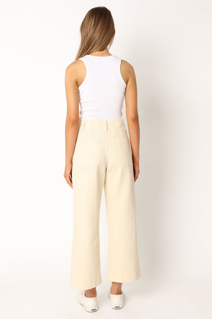 Straight Linen Pants - PUGLIA wide legs and elastic waistband