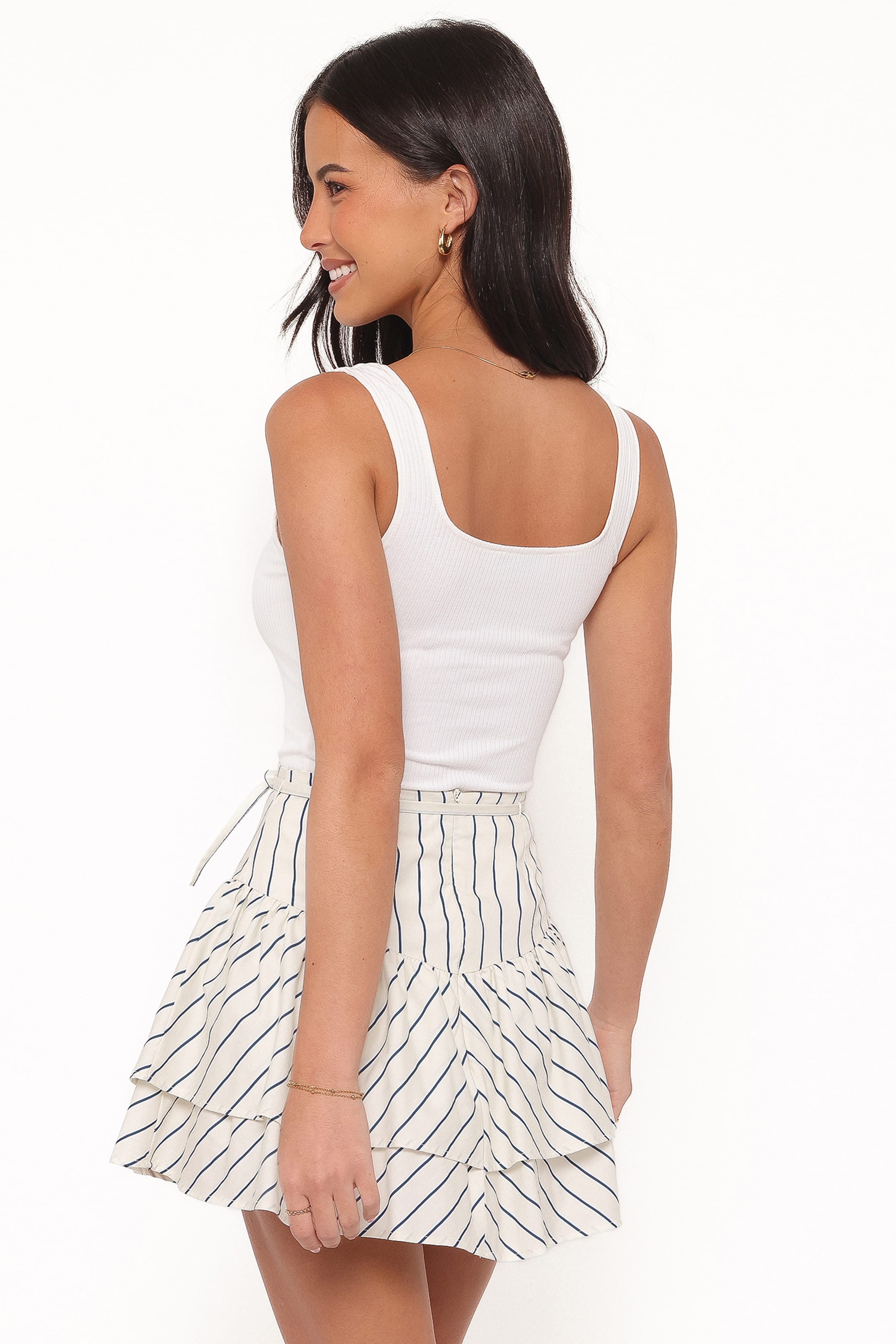 Petal and Pup USA BOTTOMS Sybella Frill Basque Skirt - Yellow/Blue Stripe