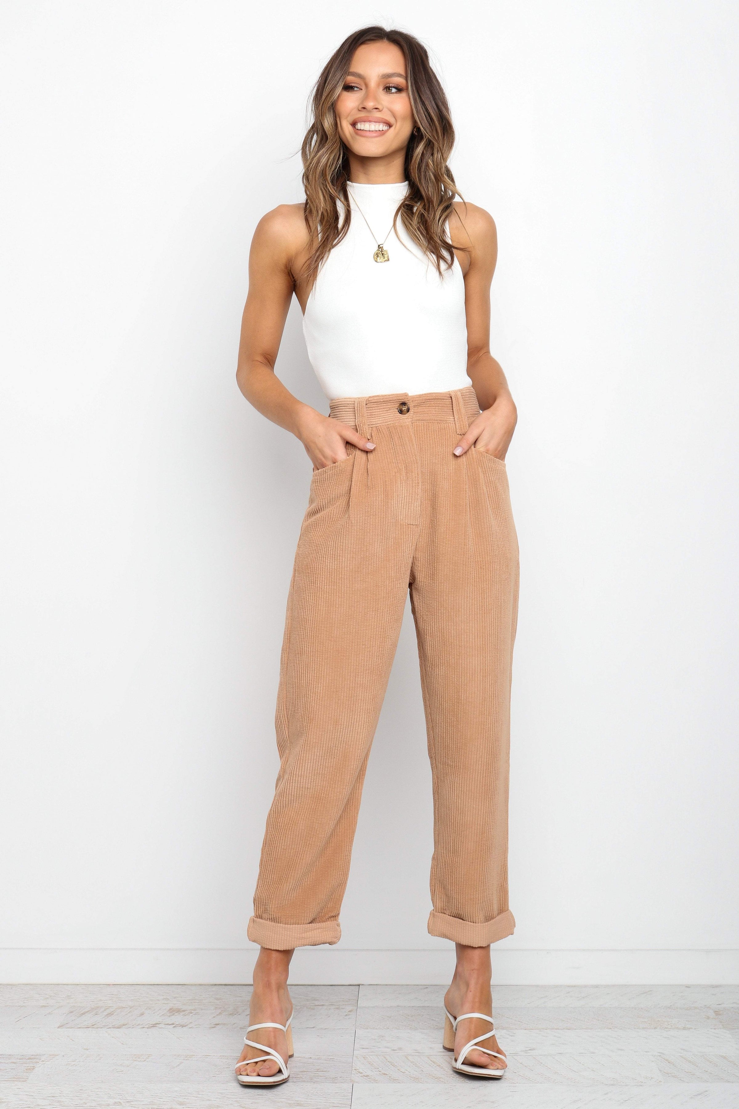 Petal and Pup USA BOTTOMS Talaren Cord Pant - Beige