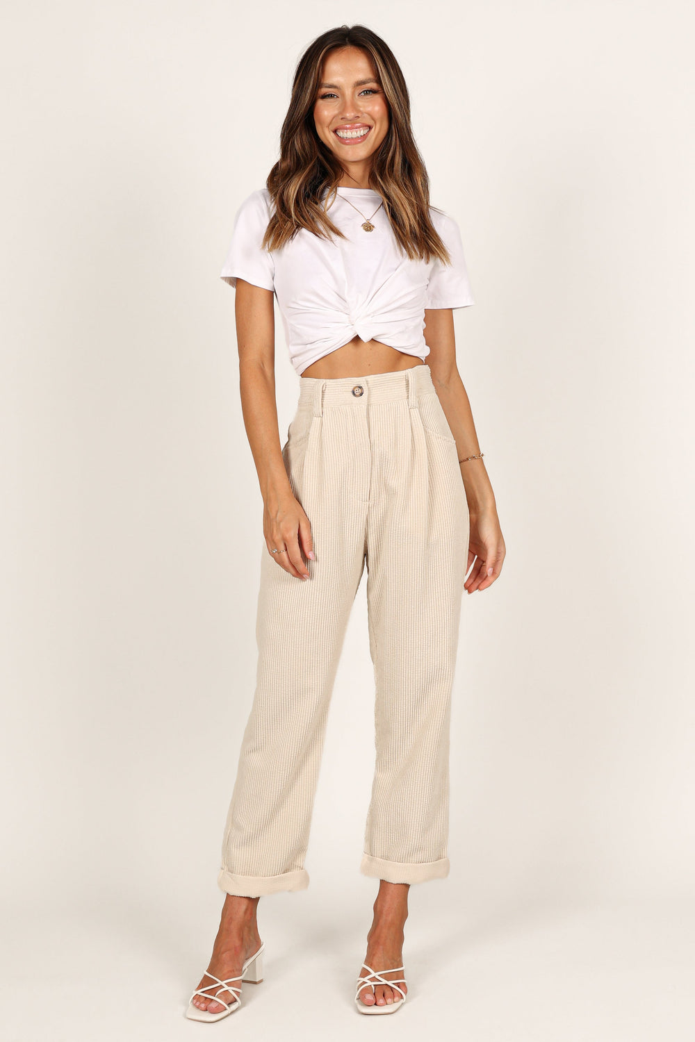 Beige Arden Panelled Leather Trouser, WHISTLES