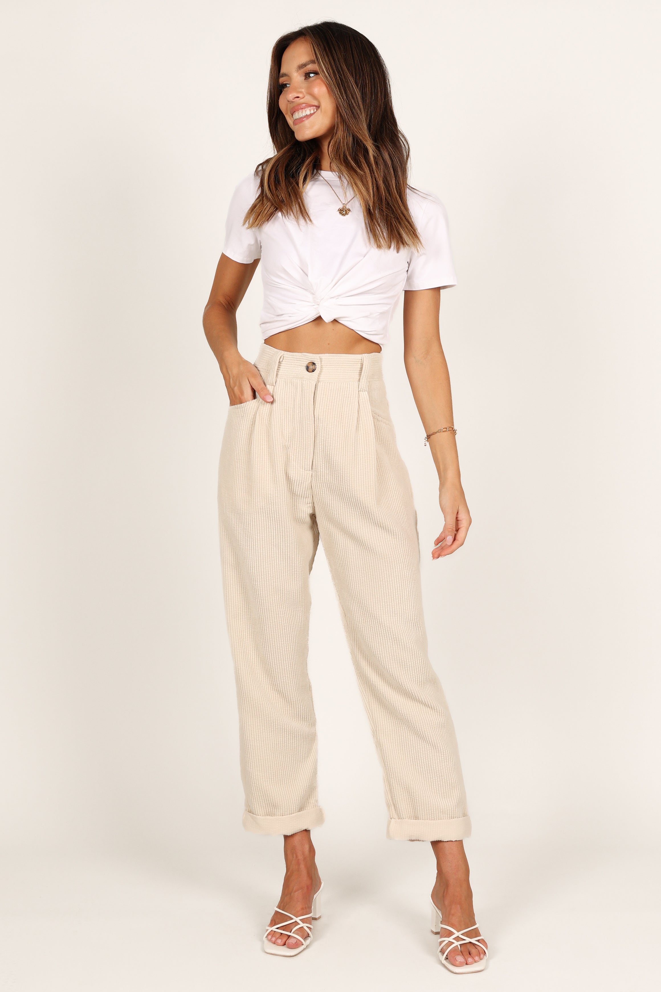 Petal and Pup USA BOTTOMS Talaren Cord Pant - Cream