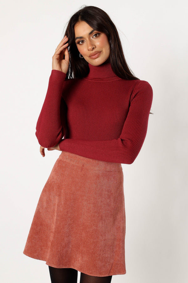 Petal and Pup USA BOTTOMS Tammy Cord Skirt - Brick