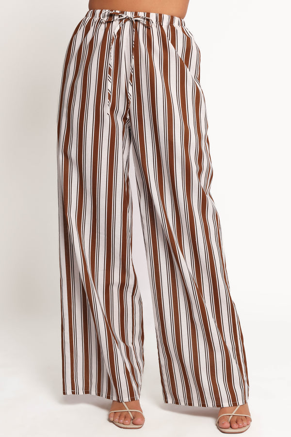 Petal and Pup USA BOTTOMS Thalia Wide Leg Pant - Chocolate Stripe (Hold for Rack)