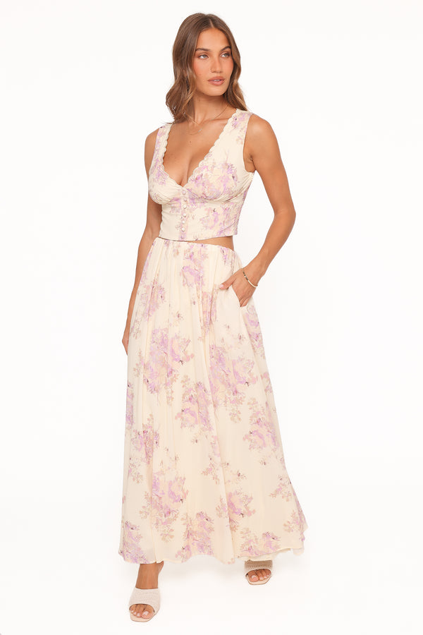 Petal and Pup USA BOTTOMS Tinsley Maxi Skirt - Lavender Floral