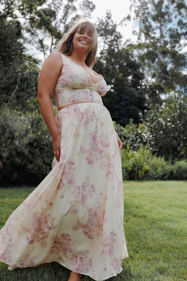 Petal and Pup USA BOTTOMS Tinsley Maxi Skirt - Lavender Floral