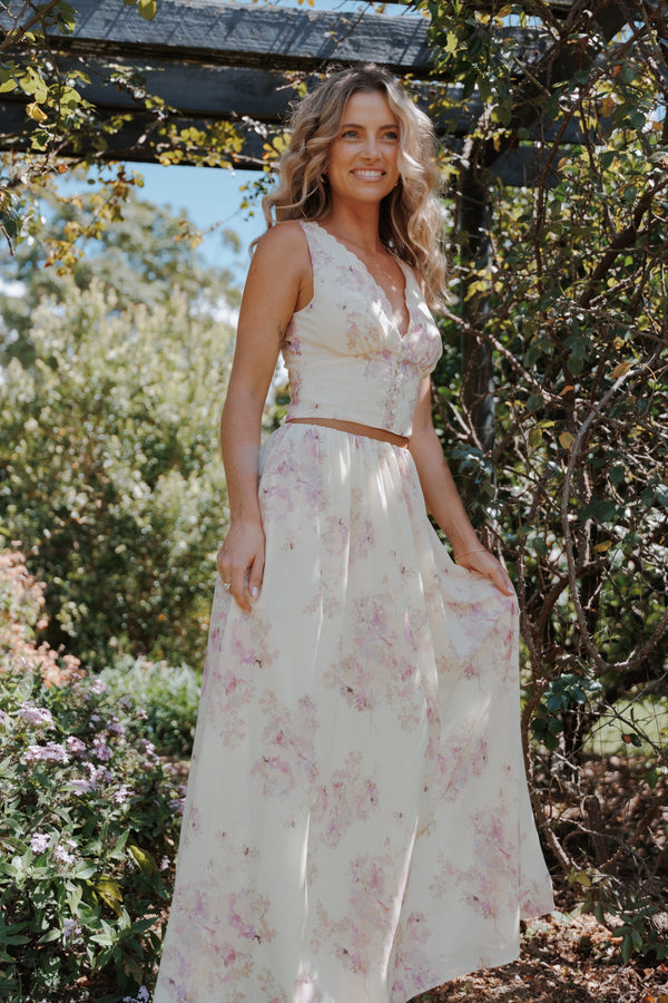 Petal and Pup USA BOTTOMS Tinsley Maxi Skirt - Lavender Floral