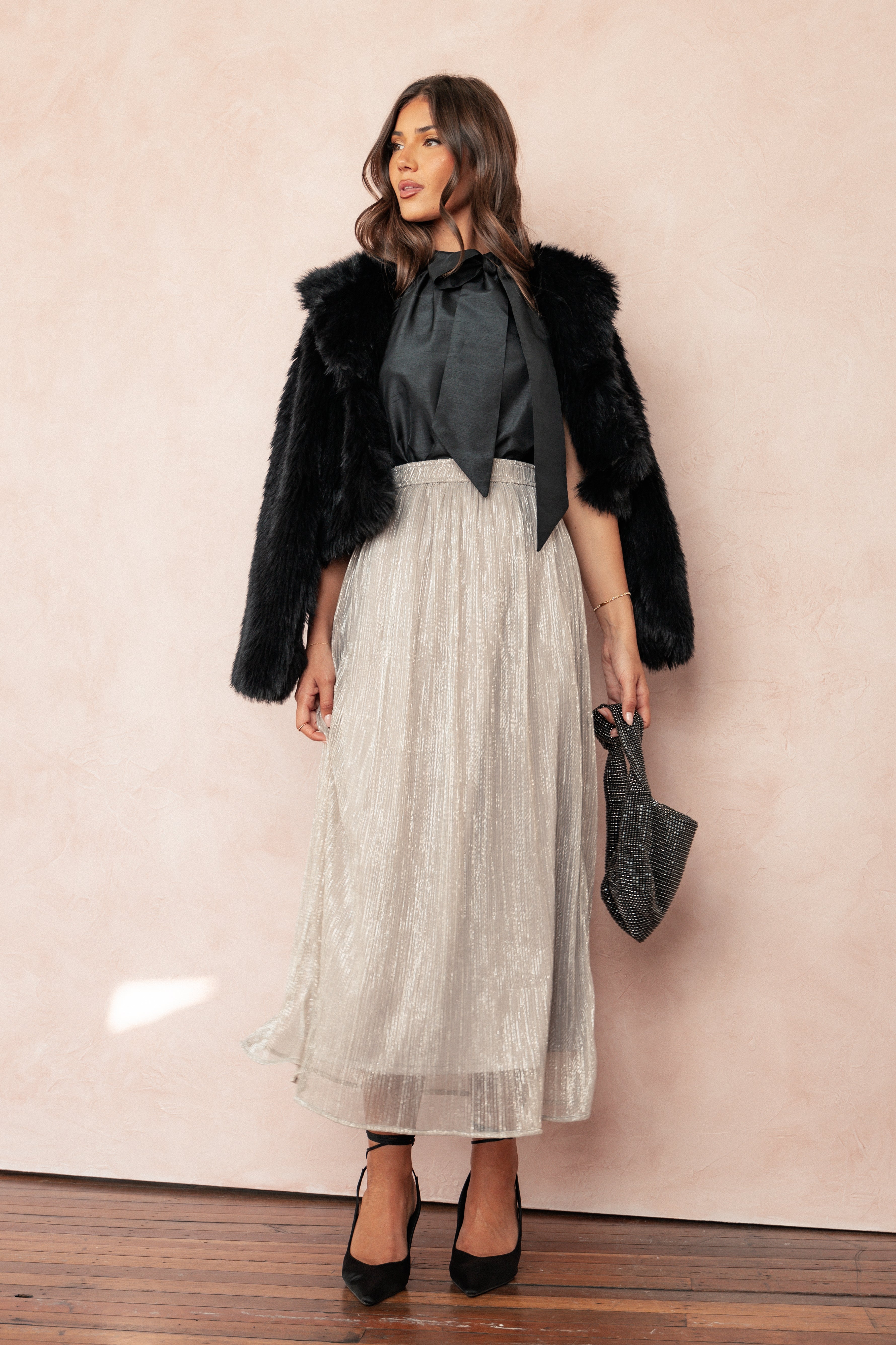 Petal and Pup USA BOTTOMS Tricia Maxi Skirt - Silver