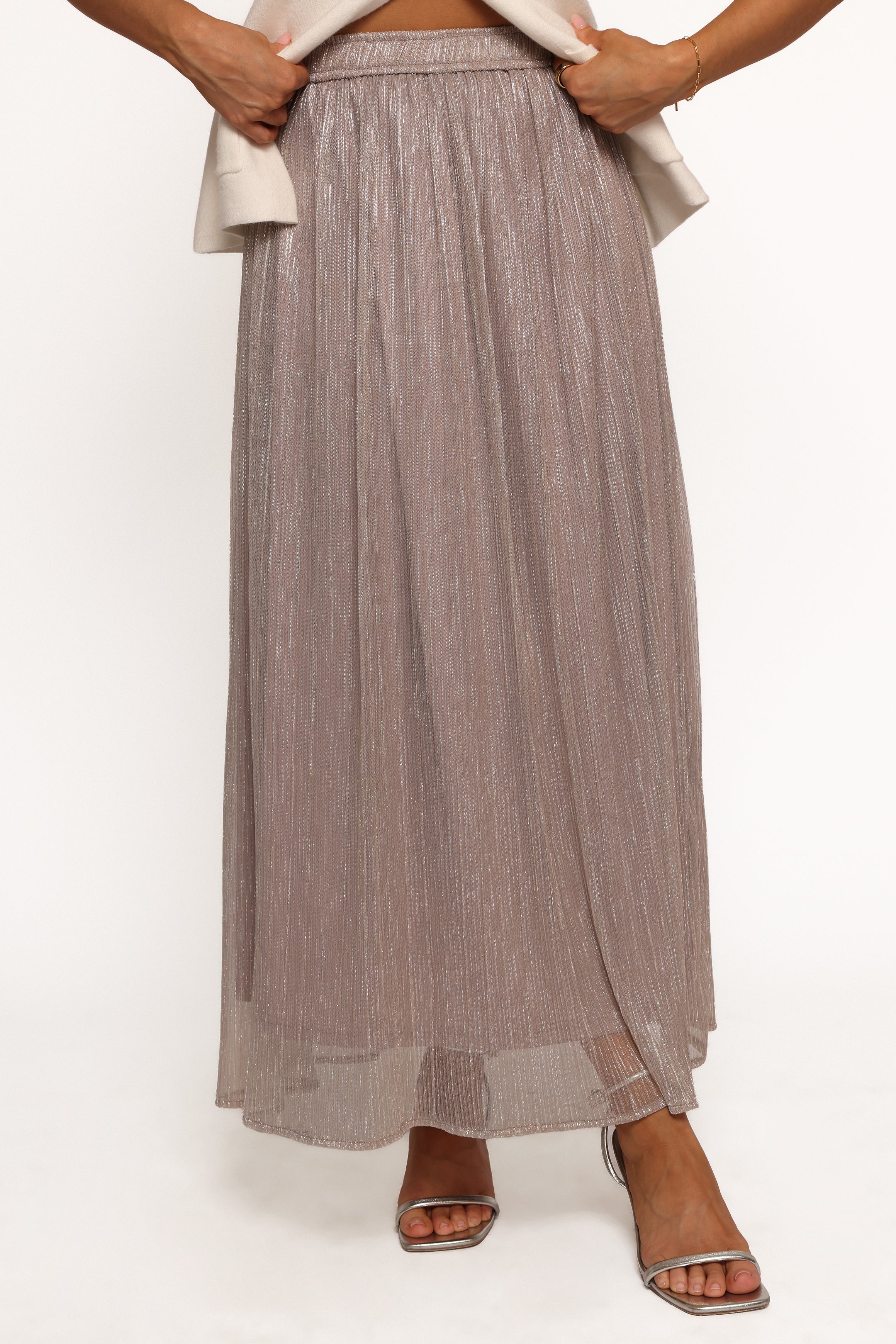 Petal and Pup USA BOTTOMS Tricia Maxi Skirt - Silver