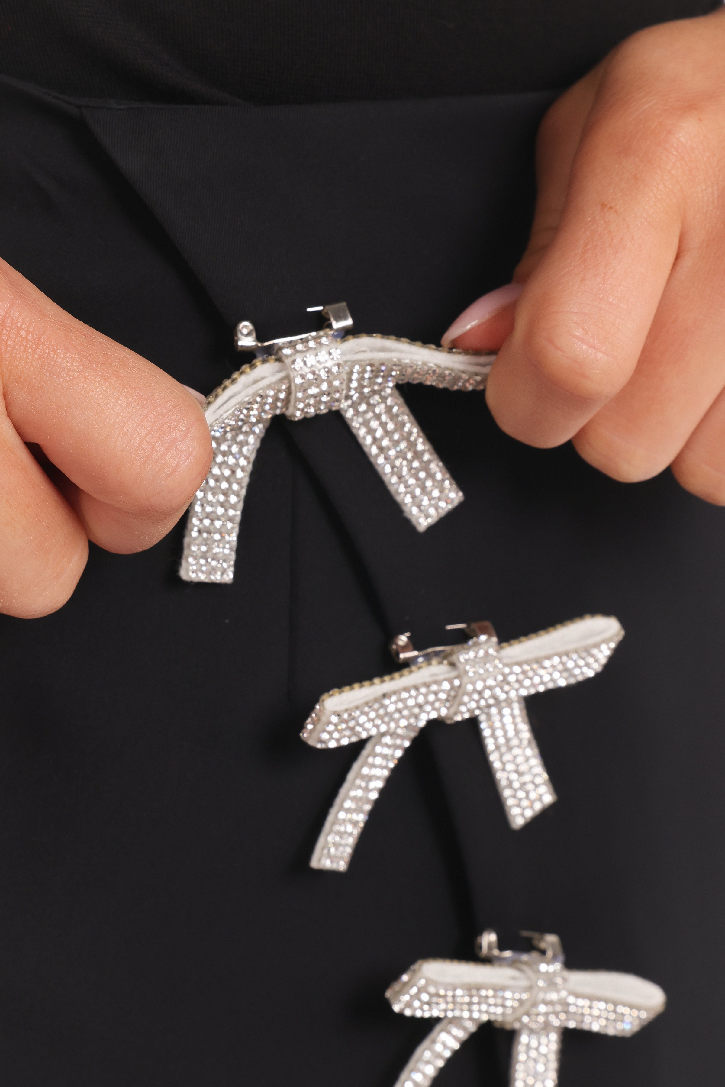 Petal and Pup USA BOTTOMS Tyra Mini Skirt With Embellished Bows - Black