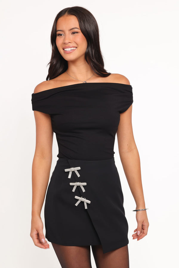 Petal and Pup USA BOTTOMS Tyra Mini Skirt With Embellished Bows - Black
