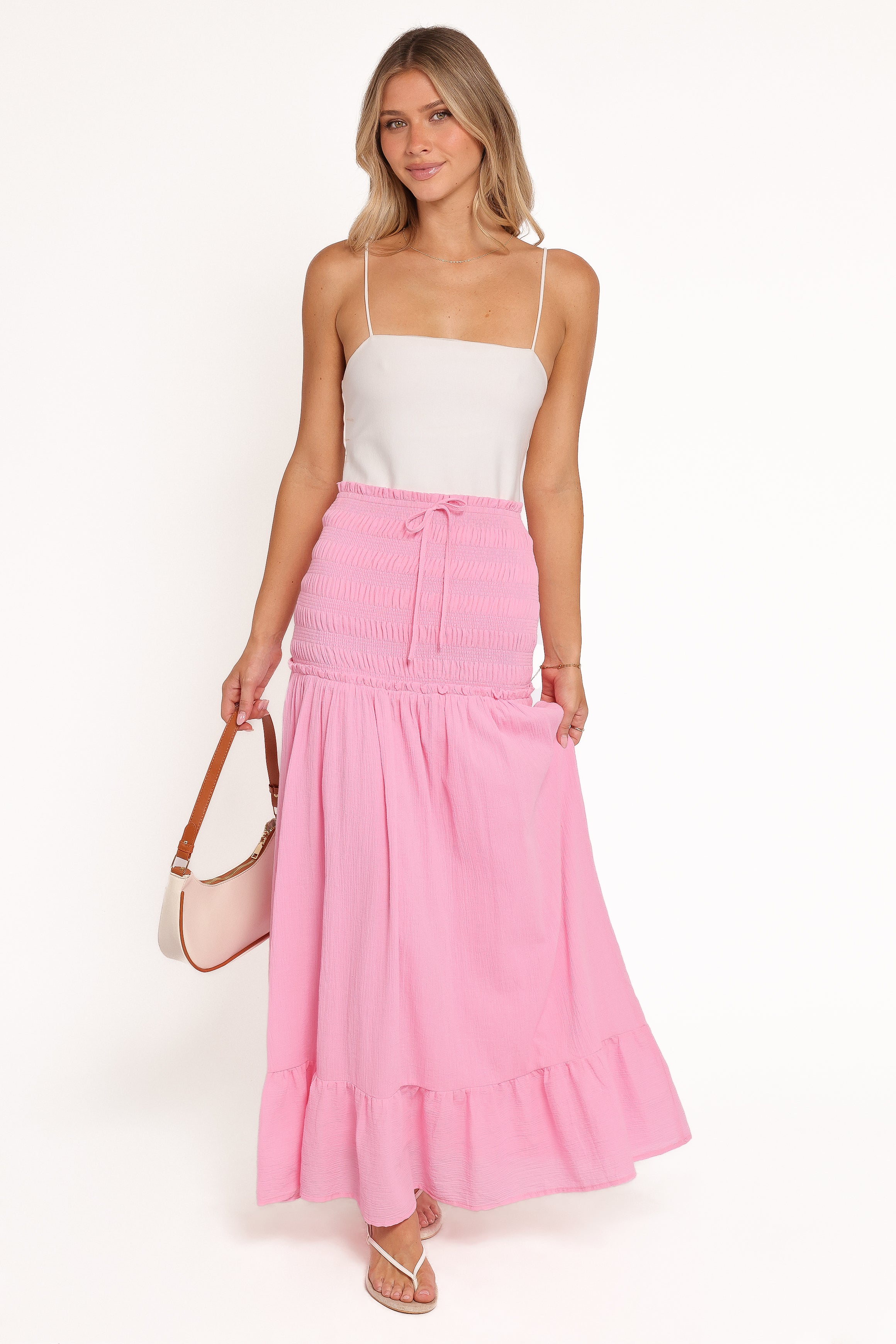Petal and Pup USA BOTTOMS Valerie Drop Waist Maxi Skirt - Pink