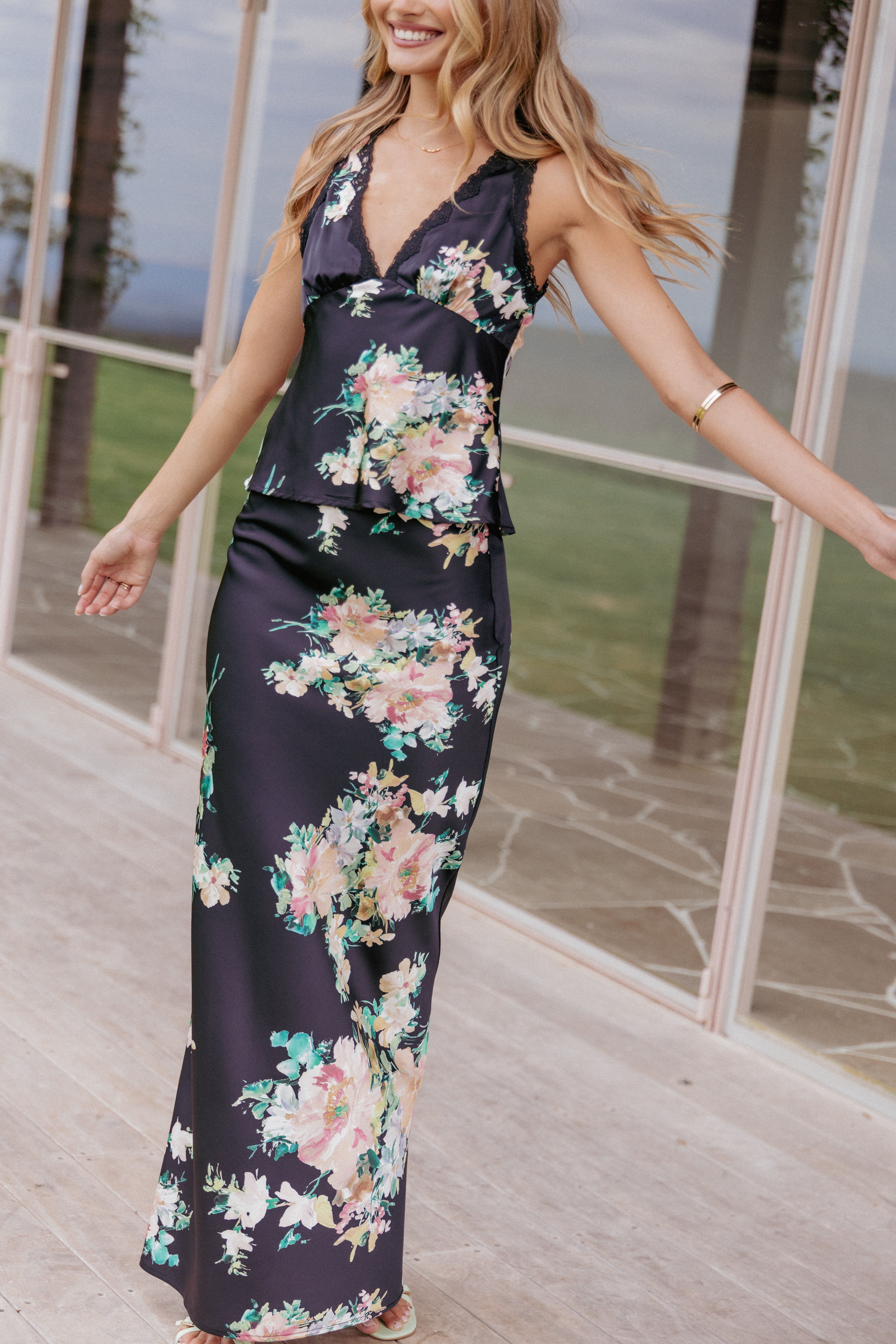 Petal and Pup USA BOTTOMS Velman Skirt - Black Floral