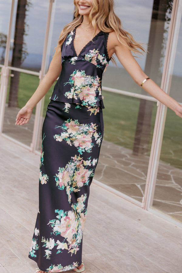 Petal and Pup USA BOTTOMS Velman Skirt - Black Floral