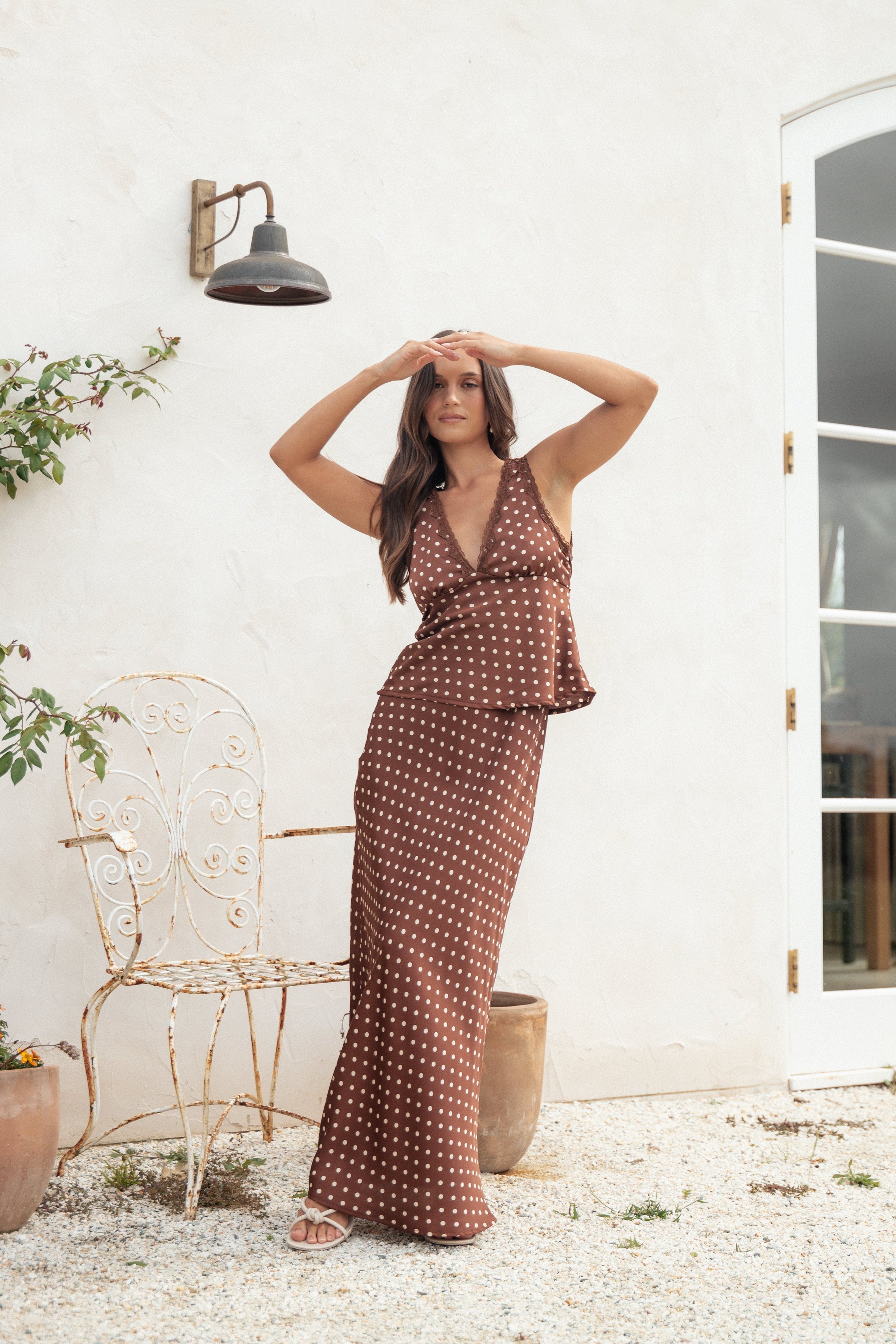 Petal and Pup USA BOTTOMS Velman Skirt - Brown Polka Dot