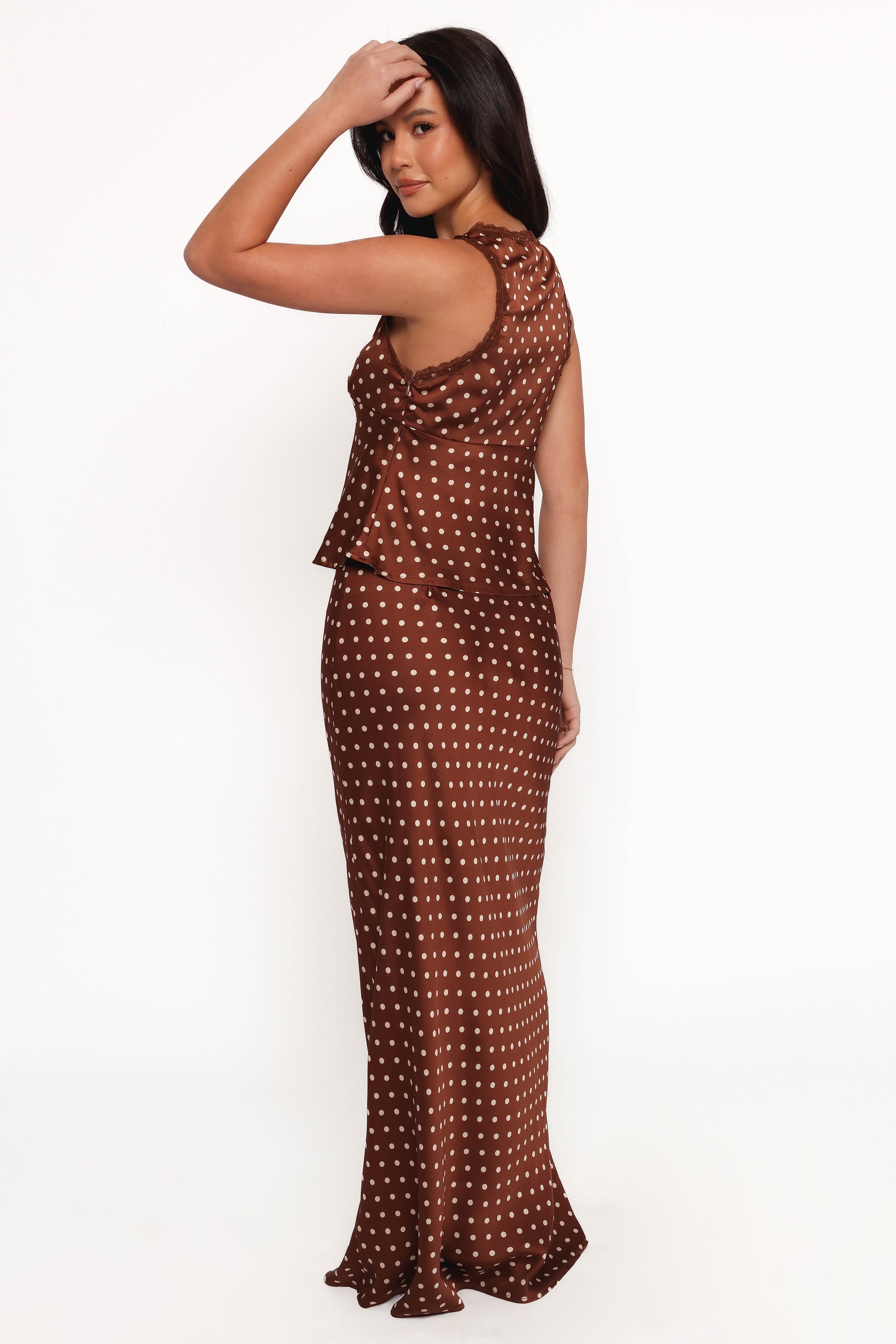 Petal and Pup USA BOTTOMS Velman Skirt - Brown Polka Dot