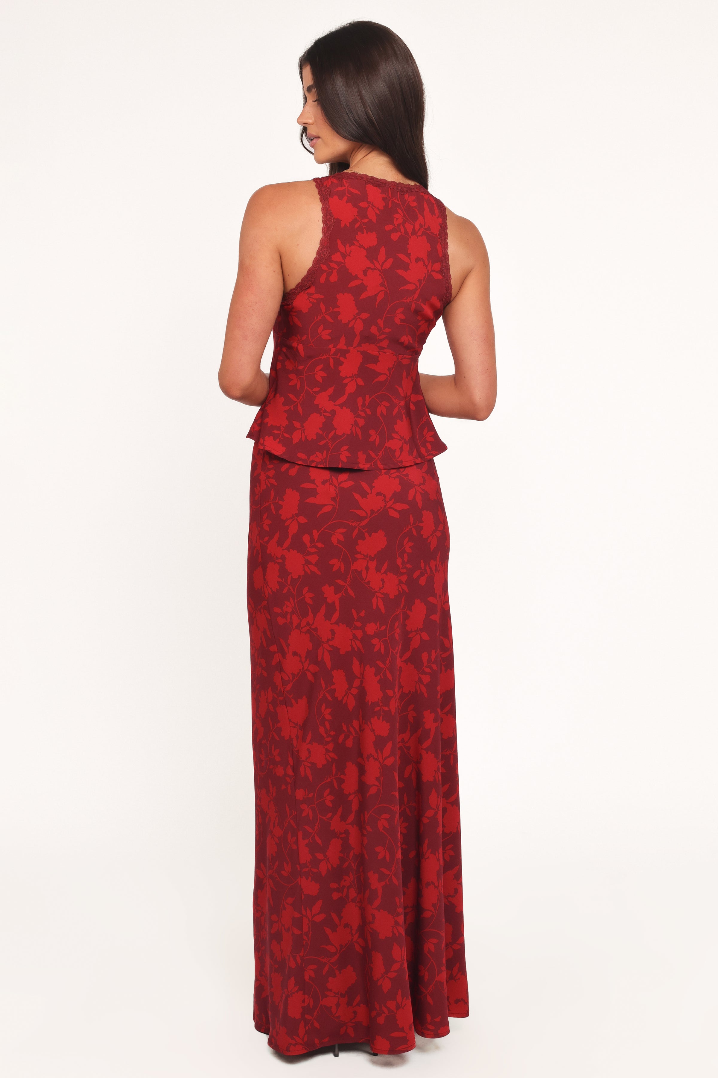 Petal and Pup USA BOTTOMS Velman Skirt - Burgundy Floral