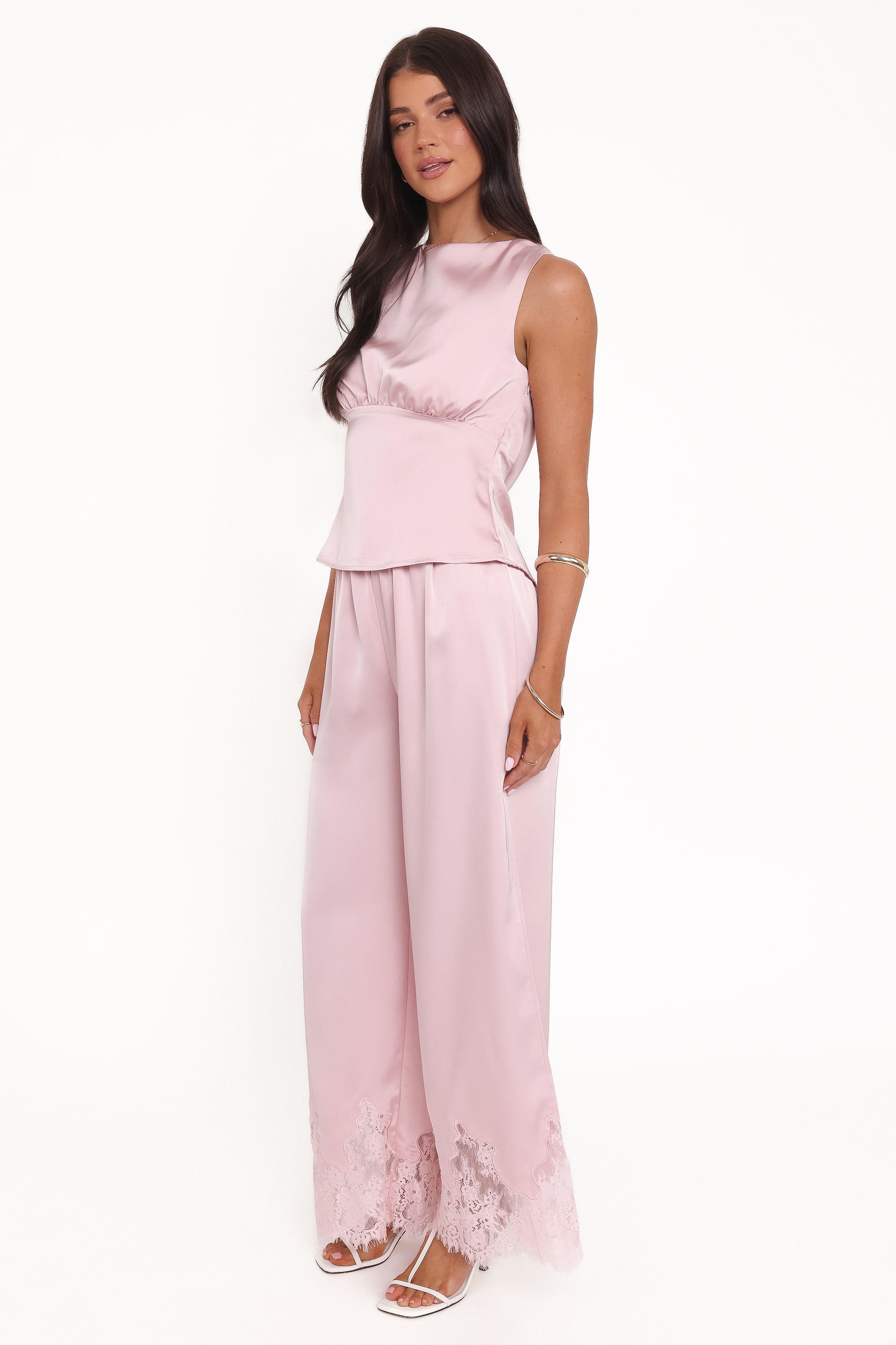 Petal and Pup USA BOTTOMS Viola Drawstring Wide Leg Pant - Pale Pink