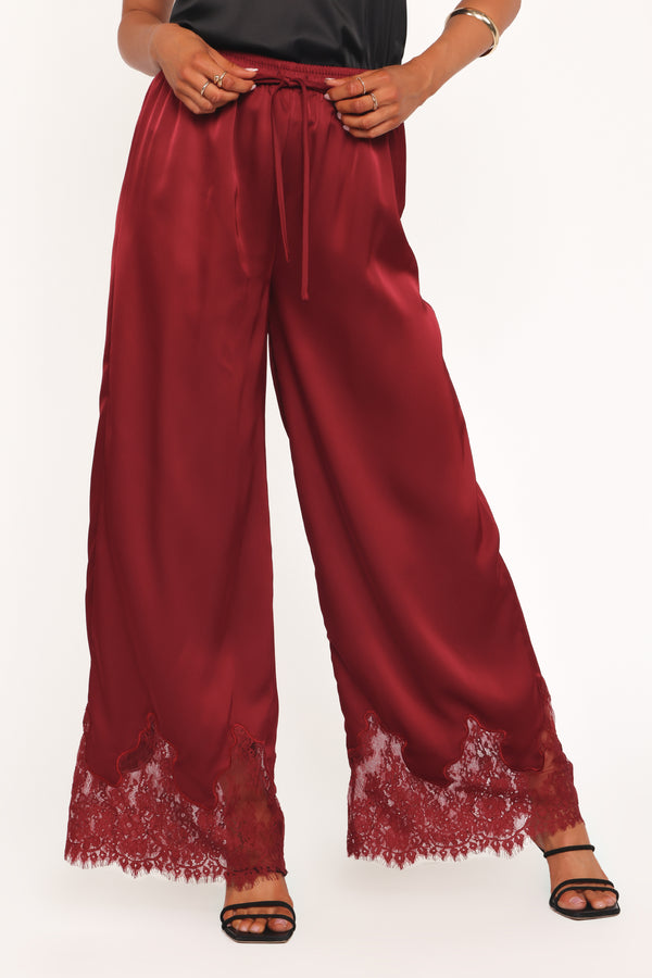 Petal and Pup USA BOTTOMS Viola Drawstring Wide Leg Pant - Wine
