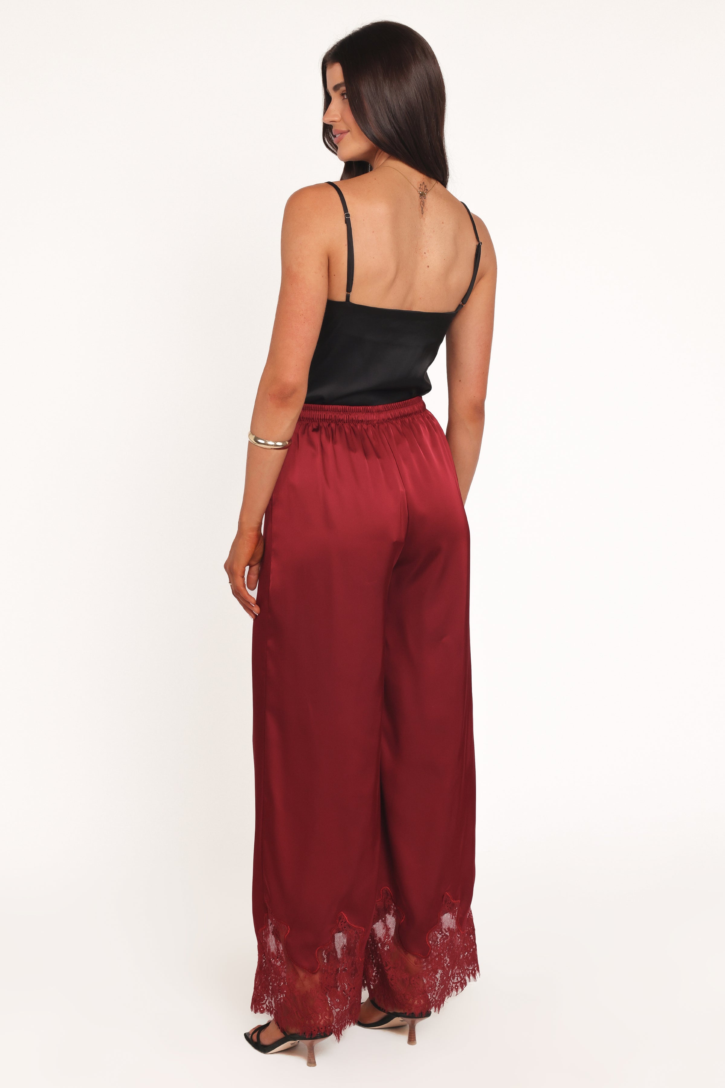 Petal and Pup USA BOTTOMS Viola Drawstring Wide Leg Pant - Wine