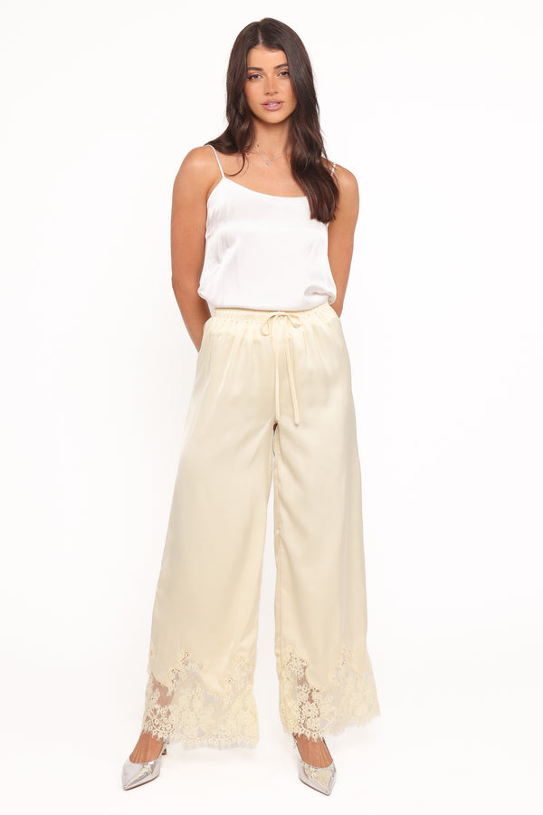 Petal and Pup USA BOTTOMS Viola Drawstring Wide Leg Pant - Yellow