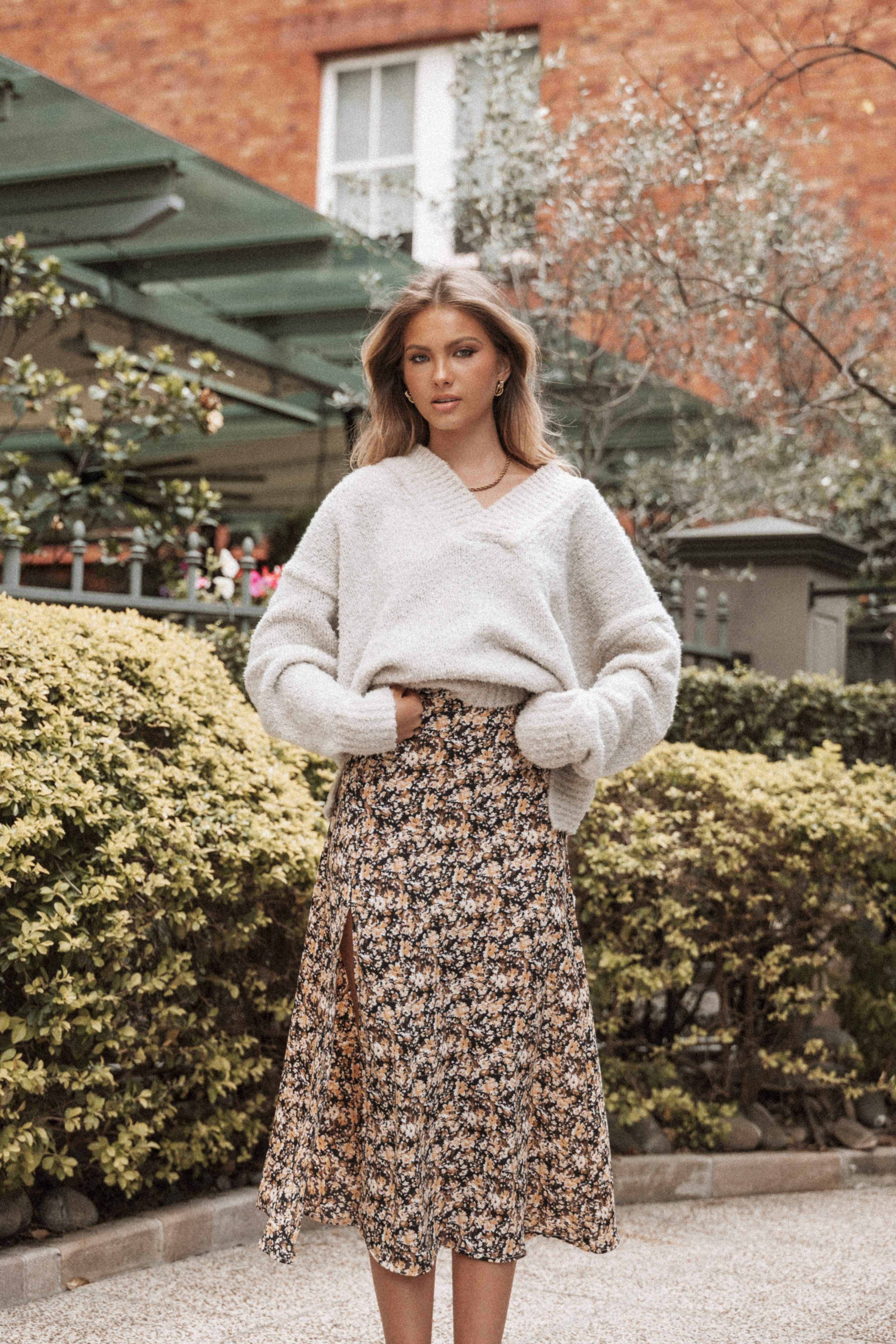 Petal and Pup USA BOTTOMS Willow Midi Skirt - Black Ditsy Floral