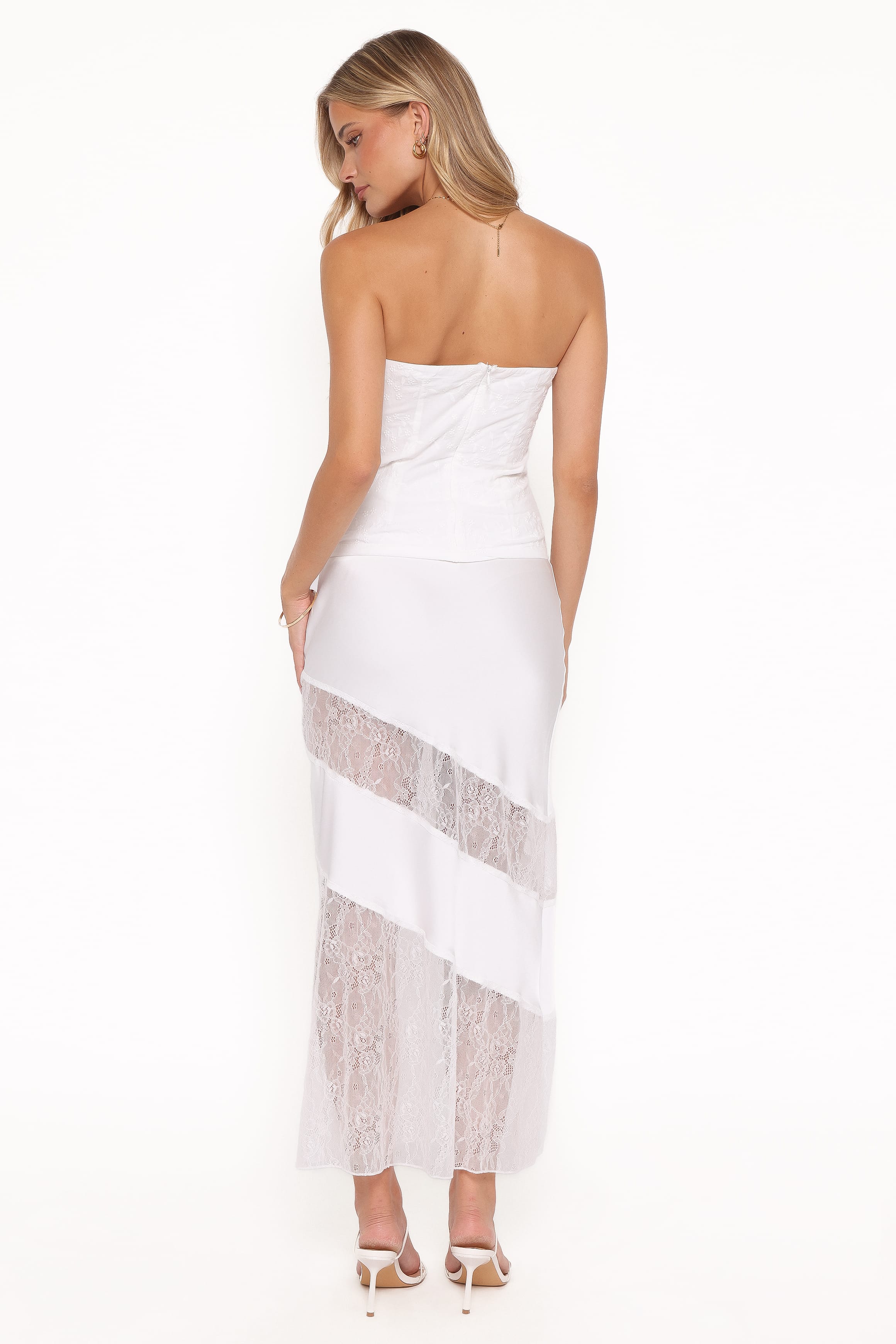 Petal and Pup USA BOTTOMS Winona Lace Maxi Skirt - White