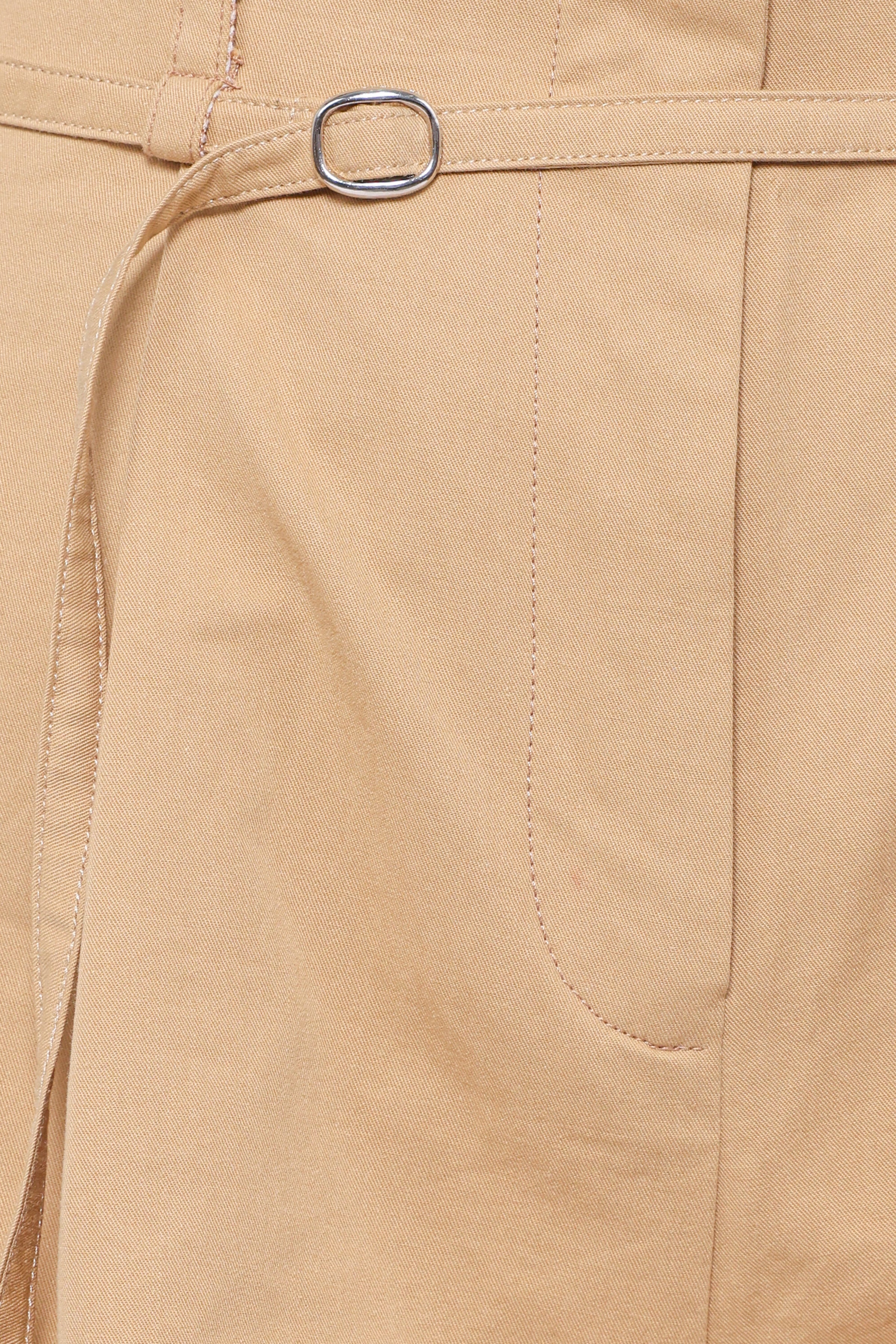 Petal and Pup USA BOTTOMS Winona Pleated Front Tailored Long Short - Taupe