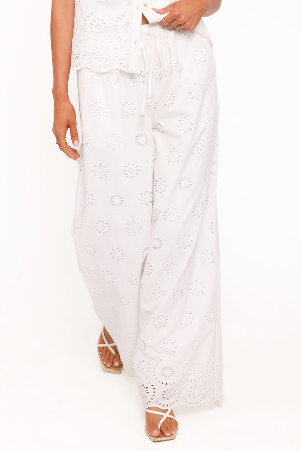 Petal and Pup USA BOTTOMS Wren Pant - White Broderie