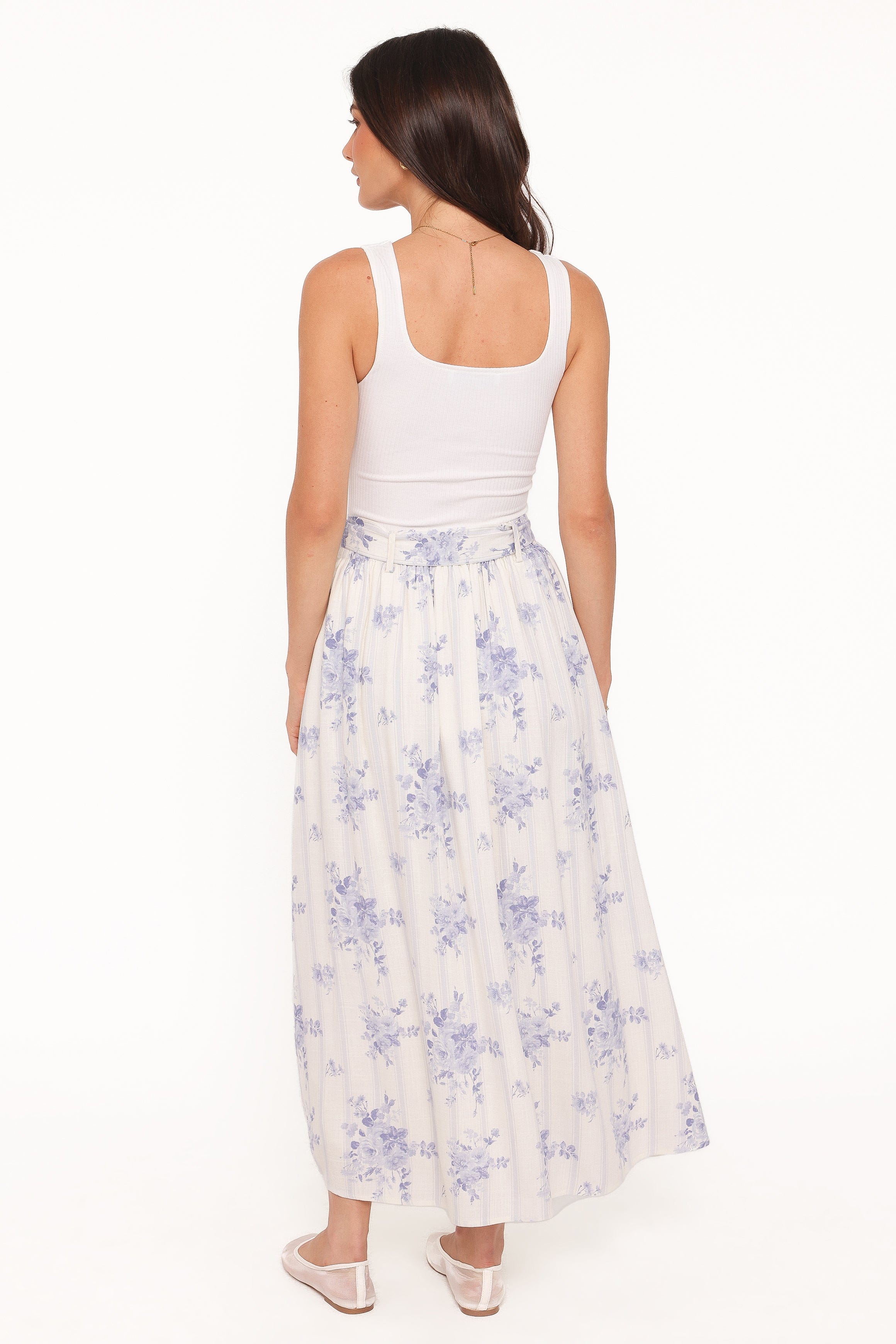 Petal and Pup USA BOTTOMS Xander Tie Waist Midi Skirt - Lilac Floral