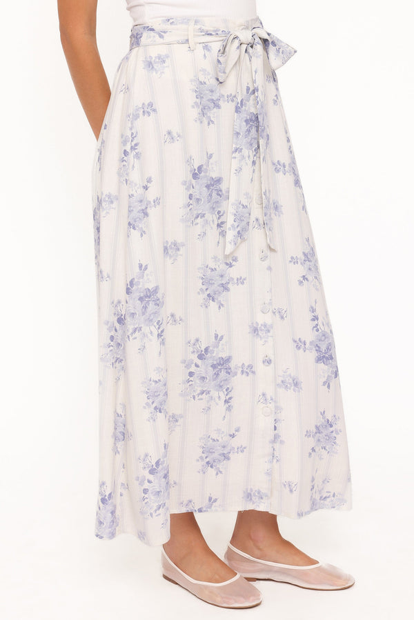 Petal and Pup USA BOTTOMS Xander Tie Waist Midi Skirt - Lilac Floral