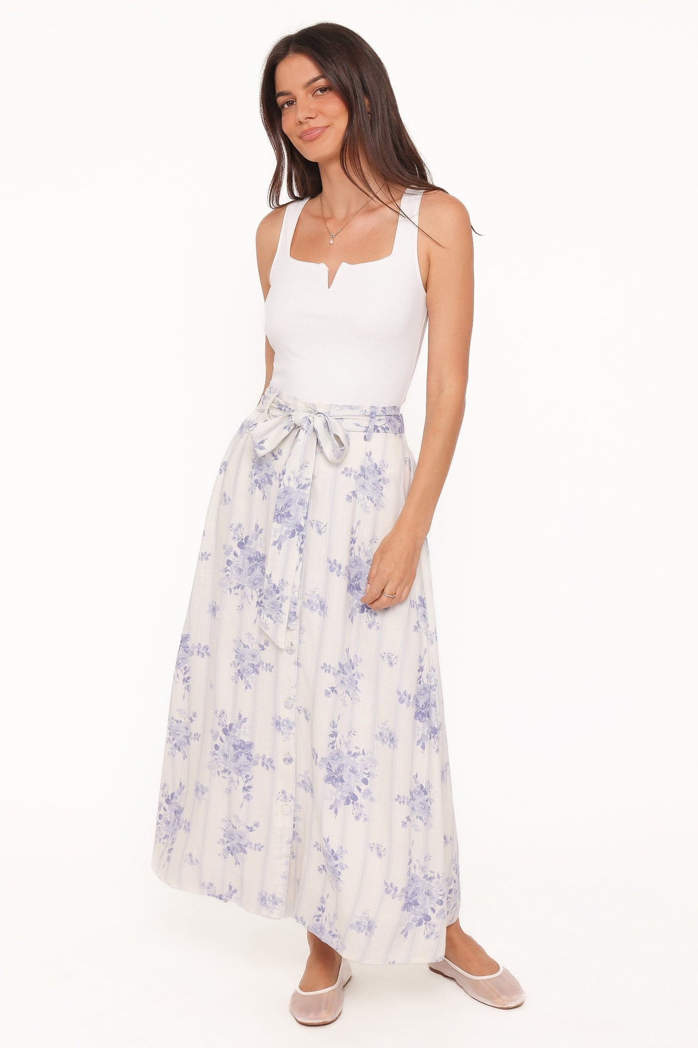 Xander Tie Waist Midi Skirt
