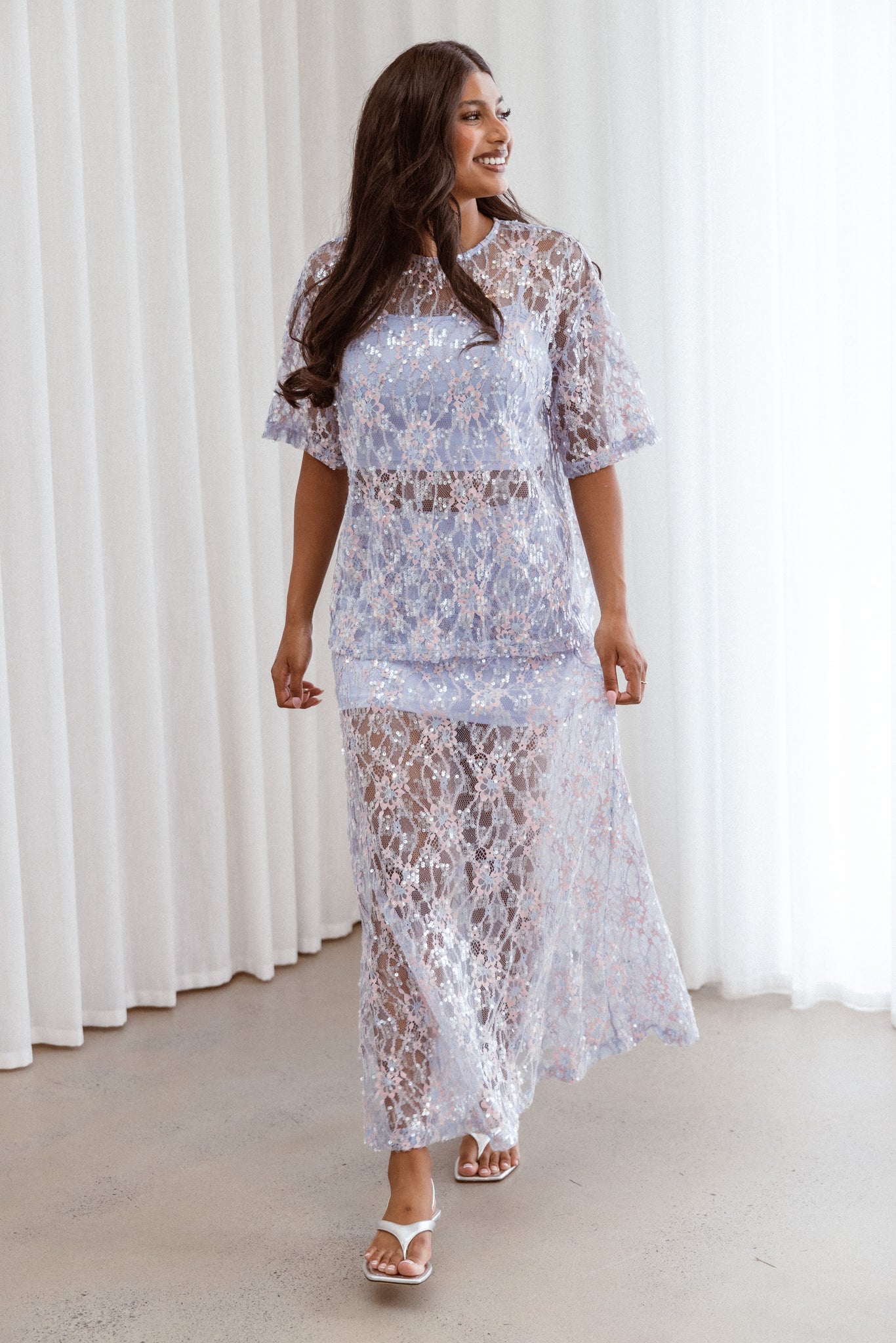 Yonder Sheer Panel Lace Maxi Skirt
