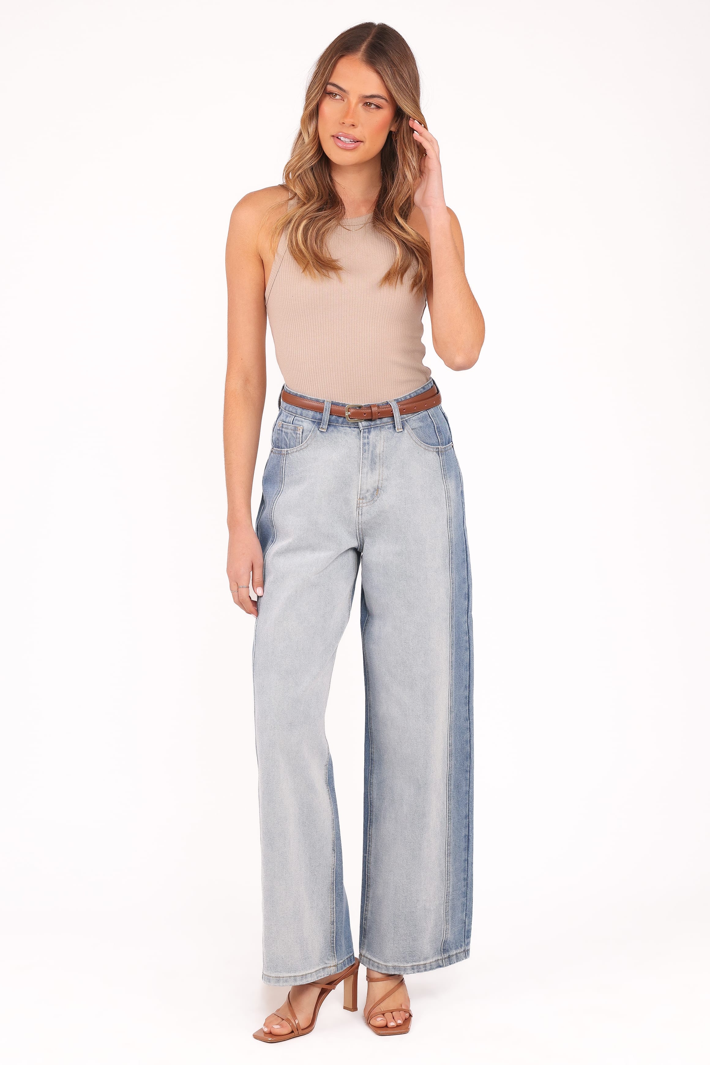 Yuri Wide Leg Jeans - Two Tone Blue | Petal & Pup USA