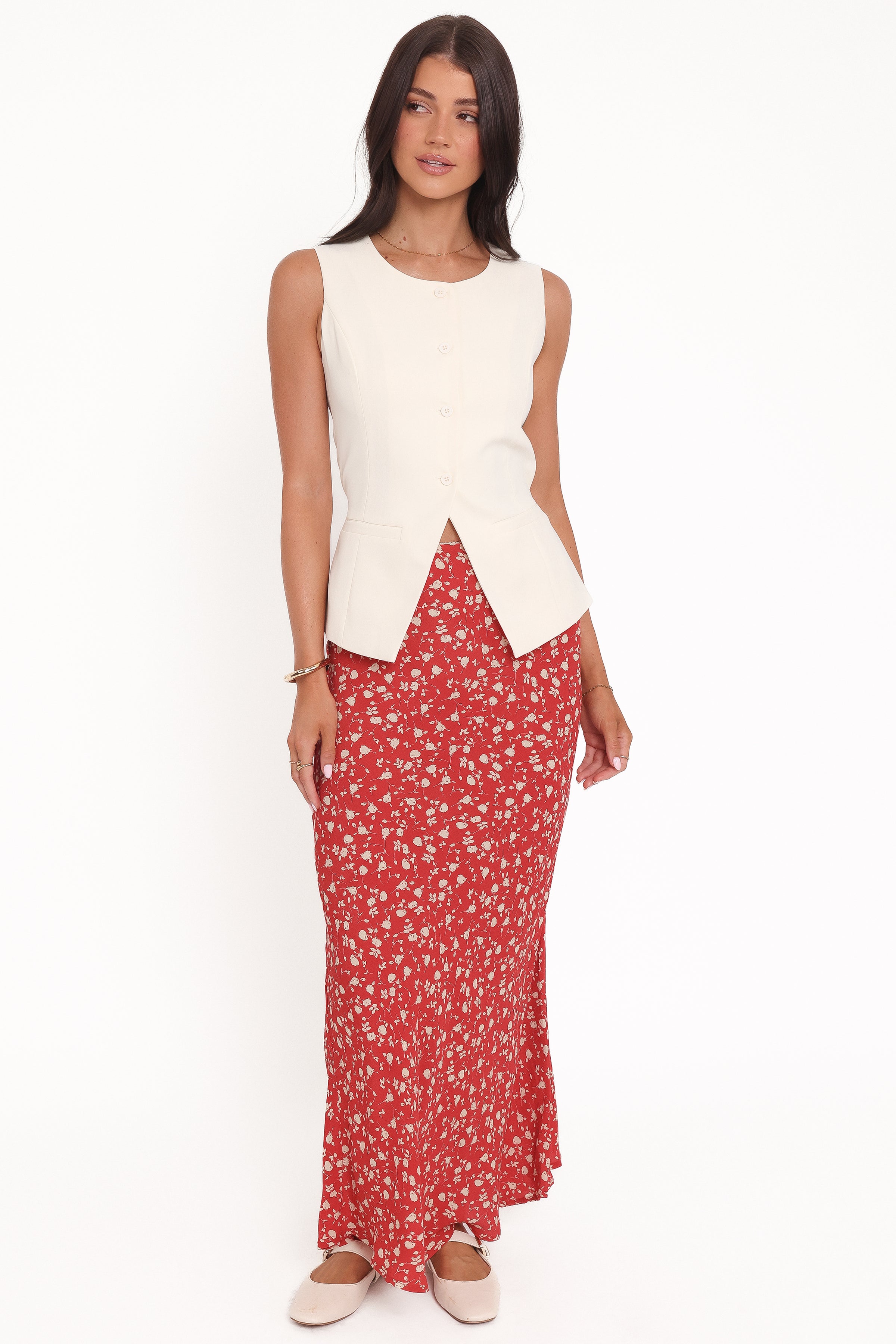Petal and Pup USA BOTTOMS Zoella Maxi Skirt - Red Floral