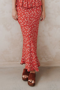 Petal and Pup USA BOTTOMS Zoella Maxi Skirt - Red Floral