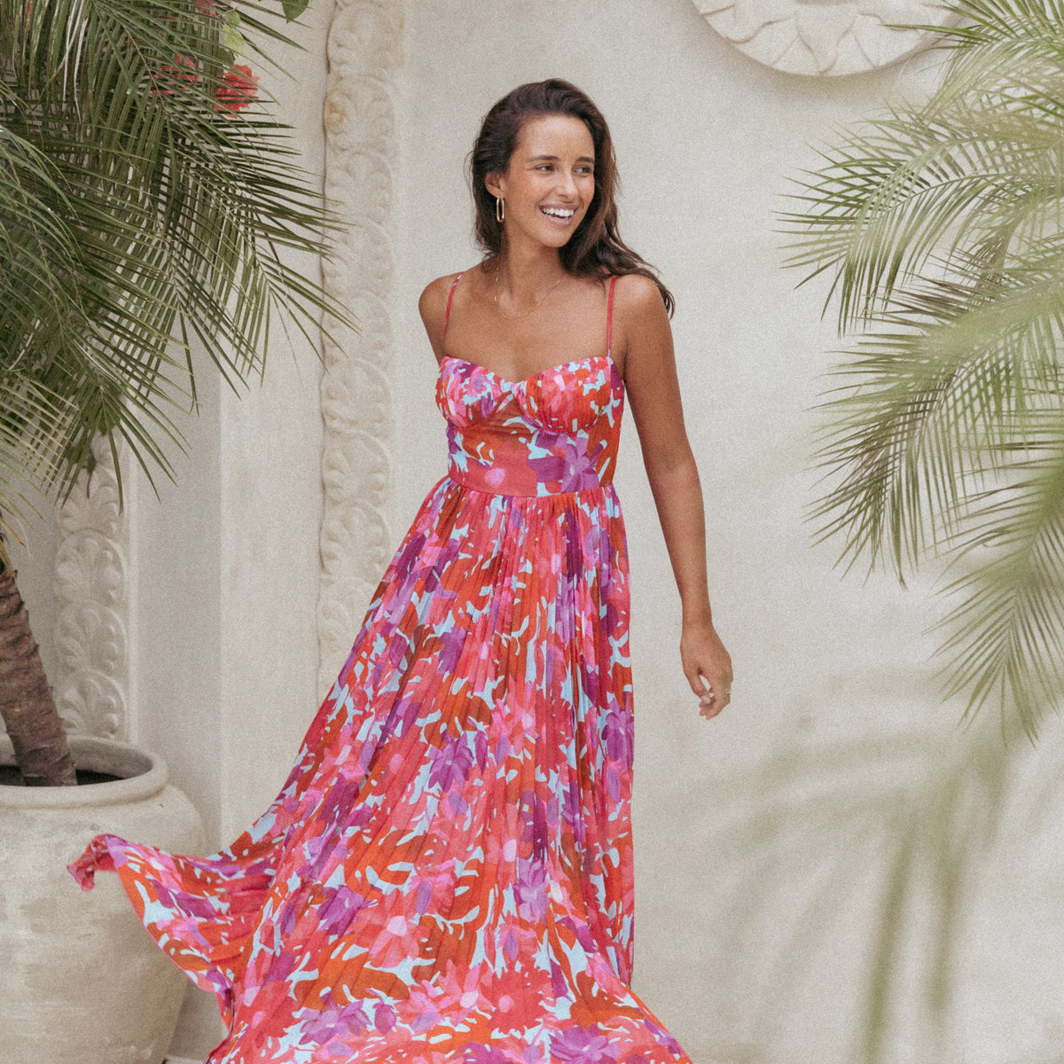achanti print pleated maxi dress Achanti Pleated Maxi Dress