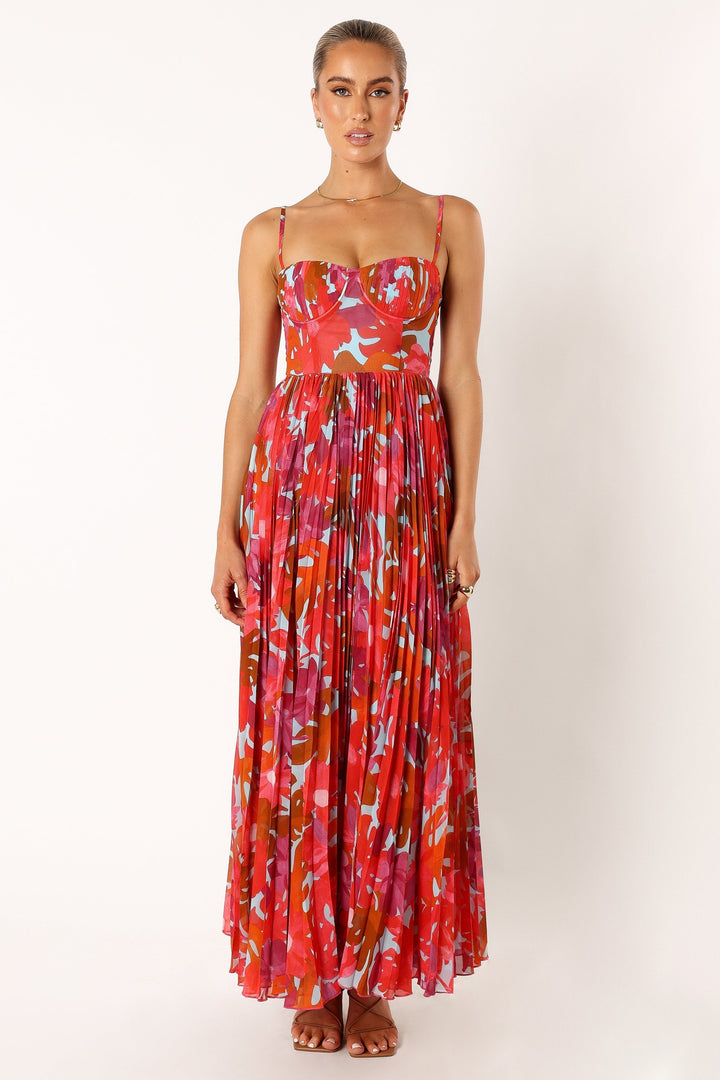 Azalea Afternoon Floral Maxi Skirt - Peony Pink
