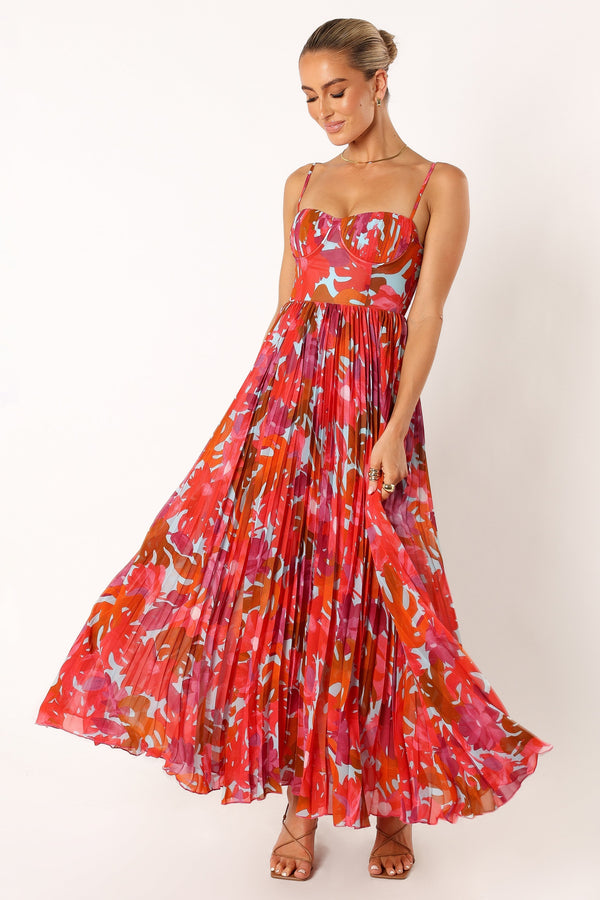 Petal and Pup USA DRESSES Achanti Pleated Maxi Dress - Pink Azalea