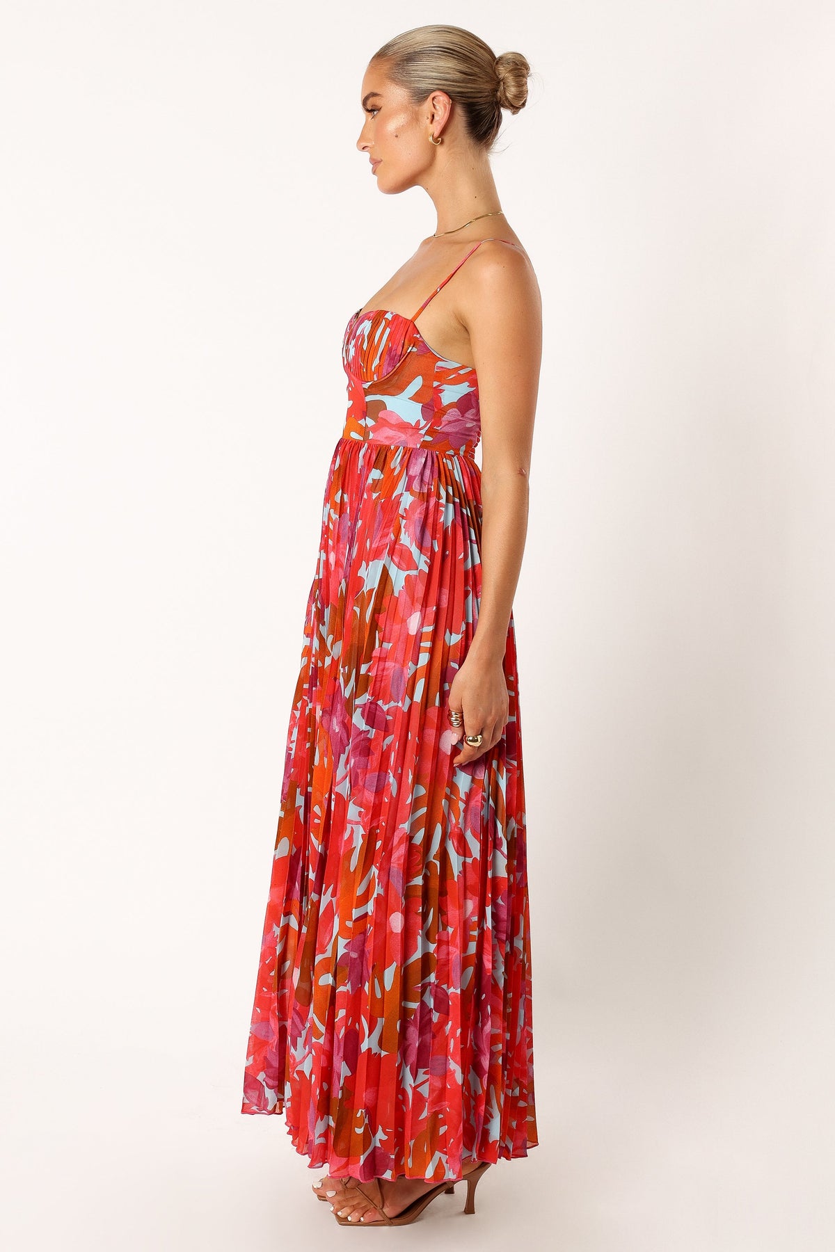 Petal & Pup Women's Achanti Pleated Maxi Dress, Pink Azalea