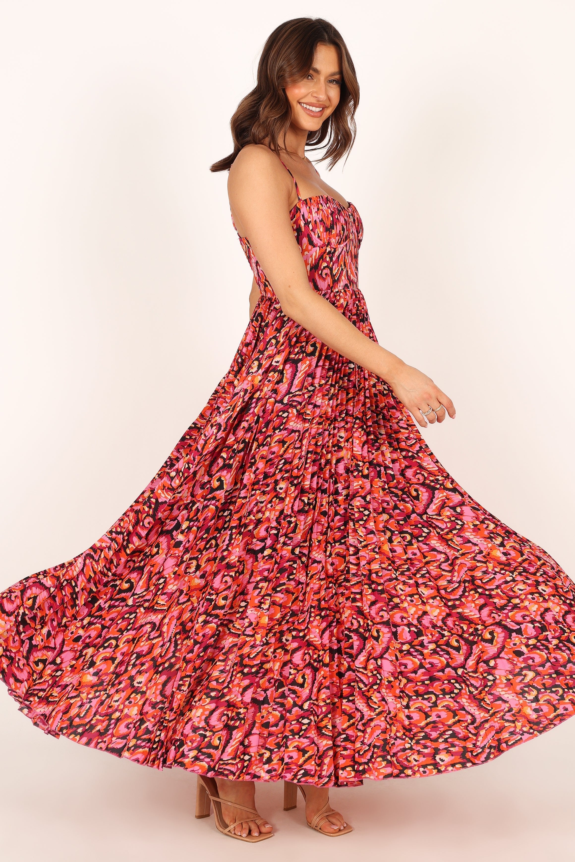 Achanti Pleated Maxi Dress - Pink Multi - Petal & Pup USA