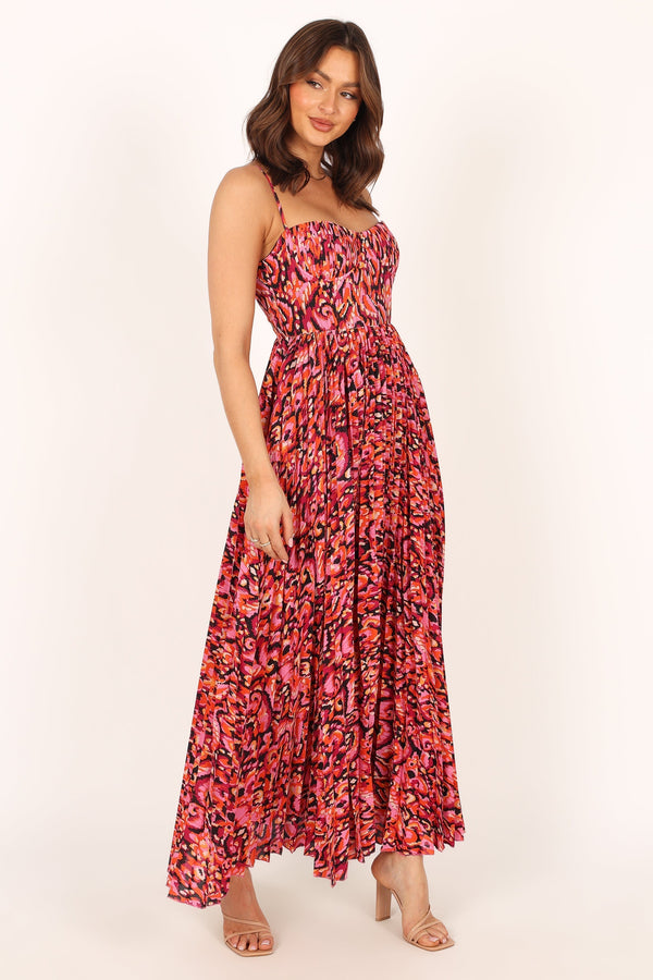 Petal and Pup USA DRESSES Achanti Pleated Maxi Dress - Pink Multi