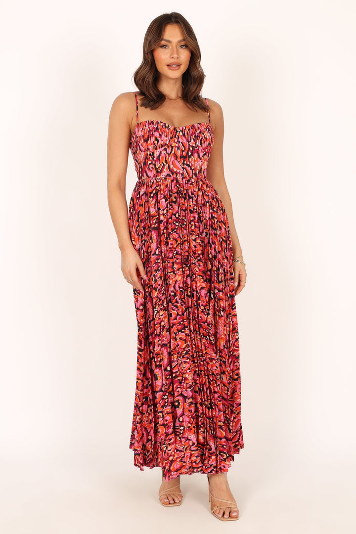 Achanti Pleated Maxi Dress - Pink Multi - Petal & Pup USA