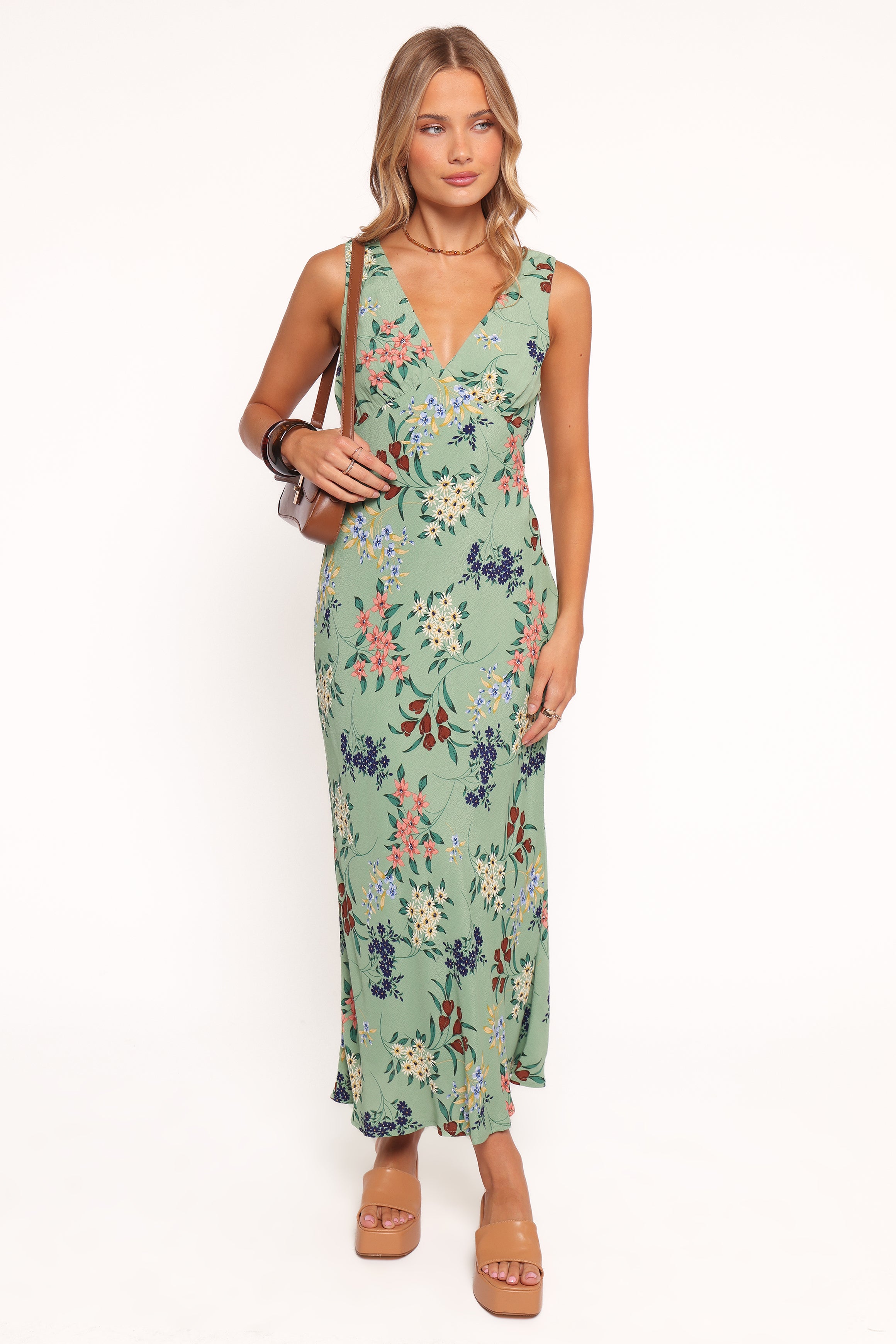Petal and Pup USA DRESSES Acilia Midi Dress - Sage Floral
