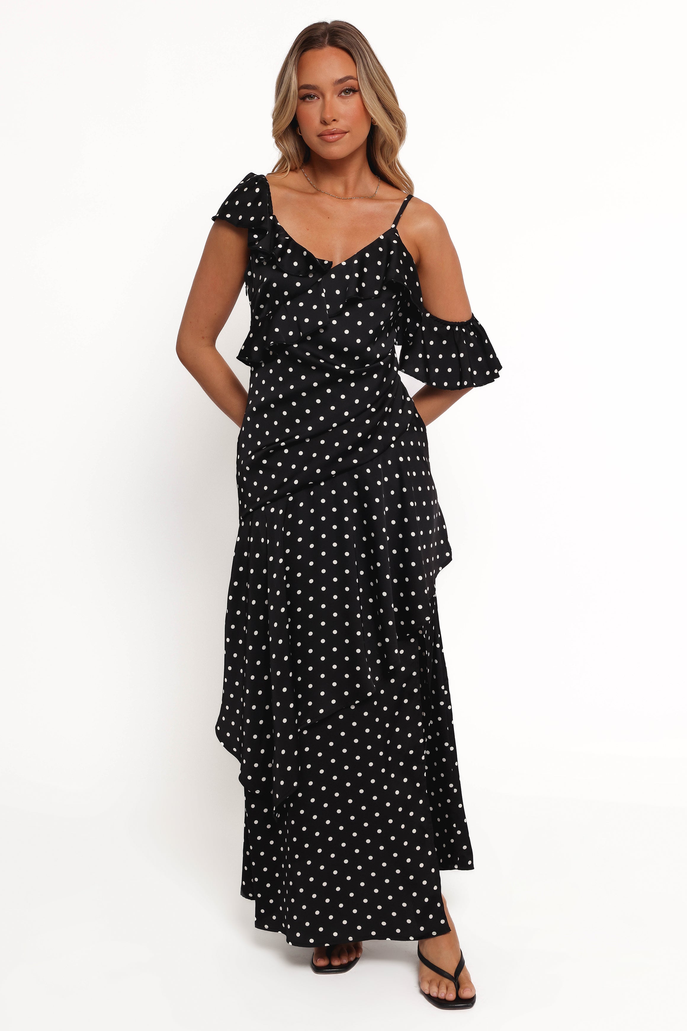Petal and Pup USA DRESSES Adelina Maxi Dress - Black Polka Dot