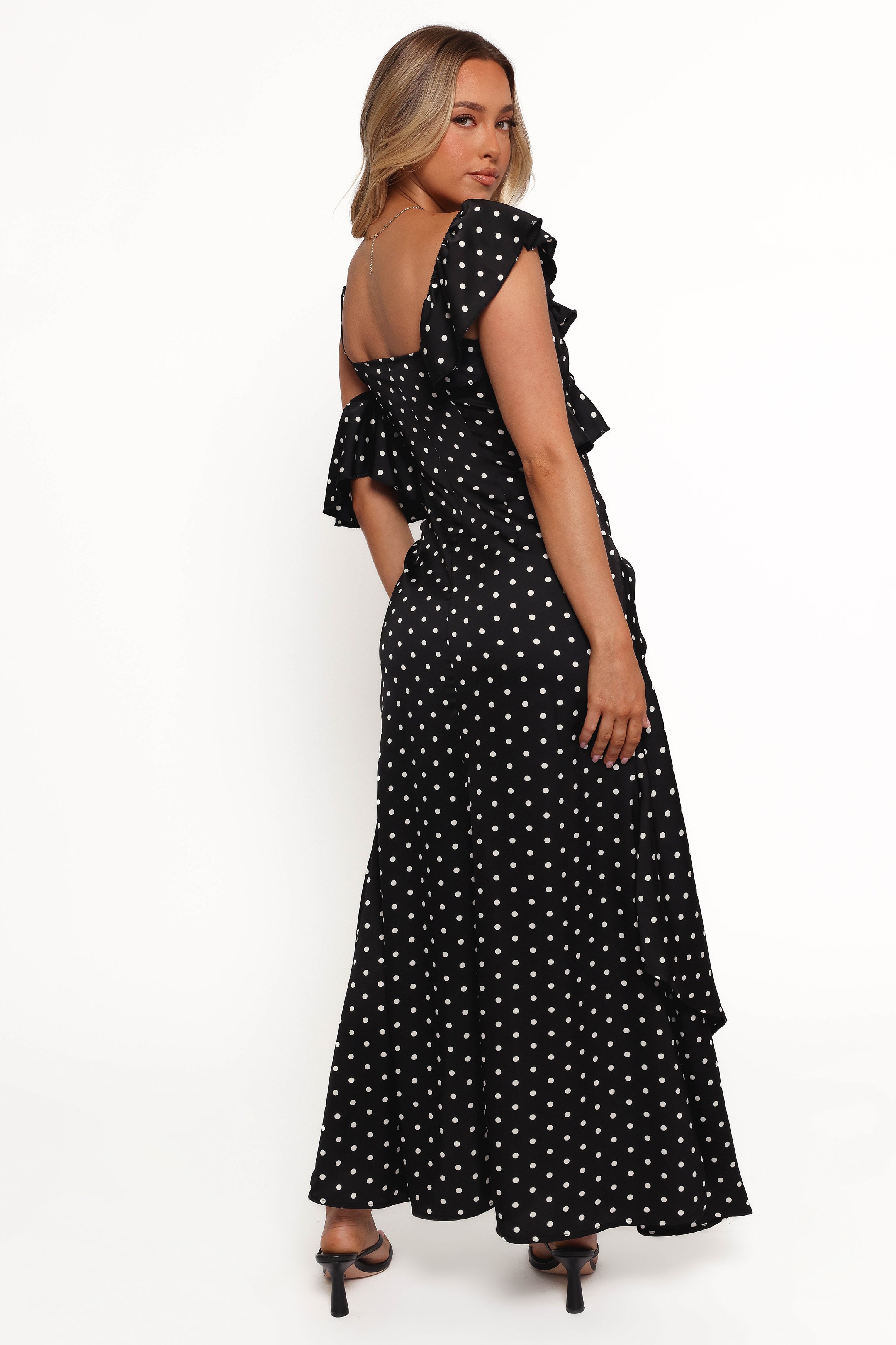 Petal and Pup USA DRESSES Adelina Maxi Dress - Black Polka Dot