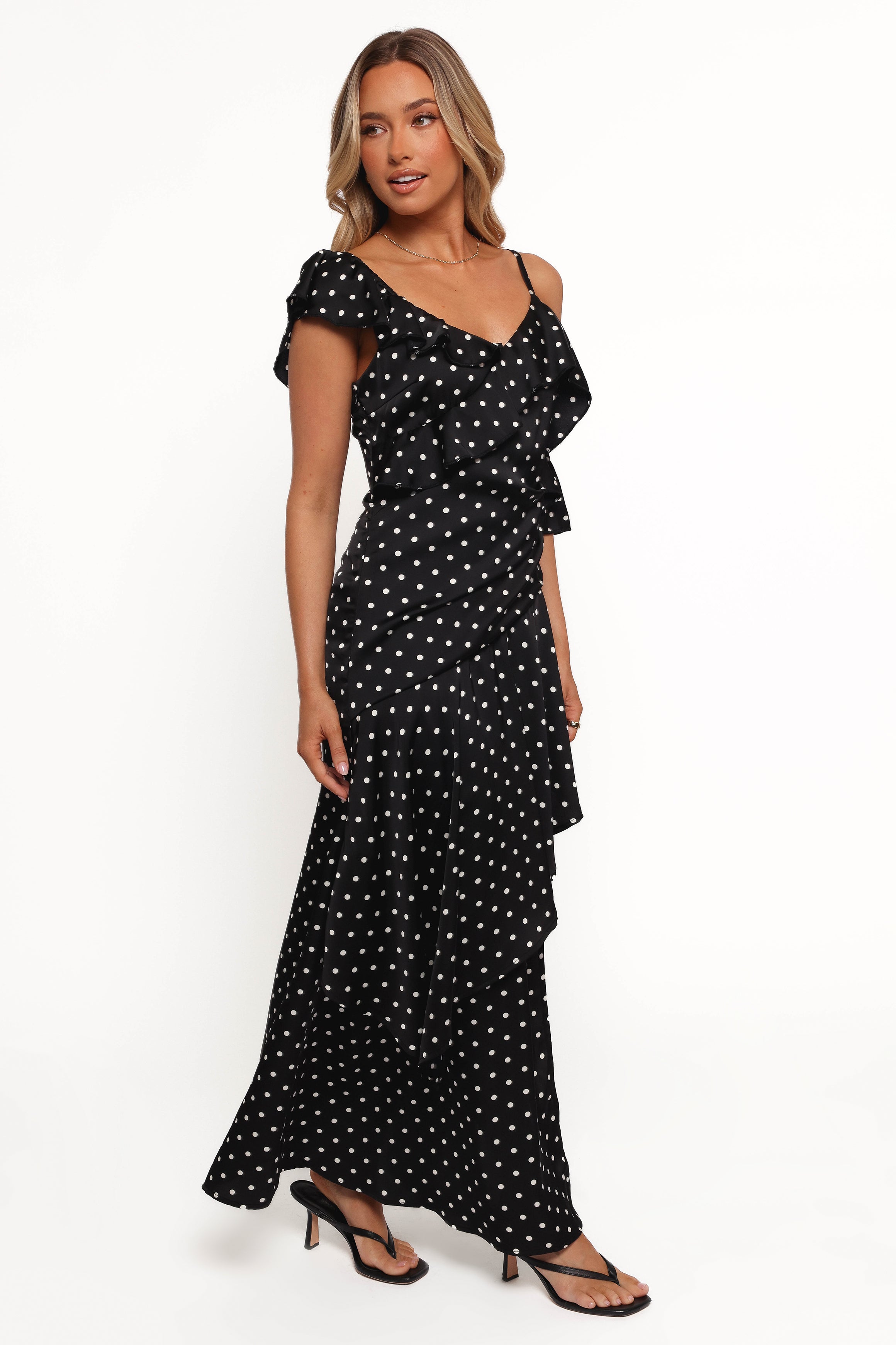 Petal and Pup USA DRESSES Adelina Maxi Dress - Black Polka Dot