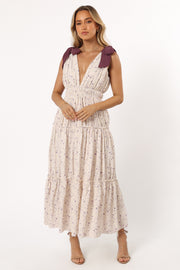 Petal and Pup USA DRESSES Adeline Maxi Dress - Ivory/Purple